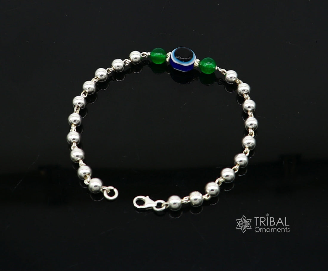 925 sterling silver handmade silver beaded evil eye bracelet, amazing stylish unisex cultural trendy bracelet all sizes jewelry sbr468 - TRIBAL ORNAMENTS