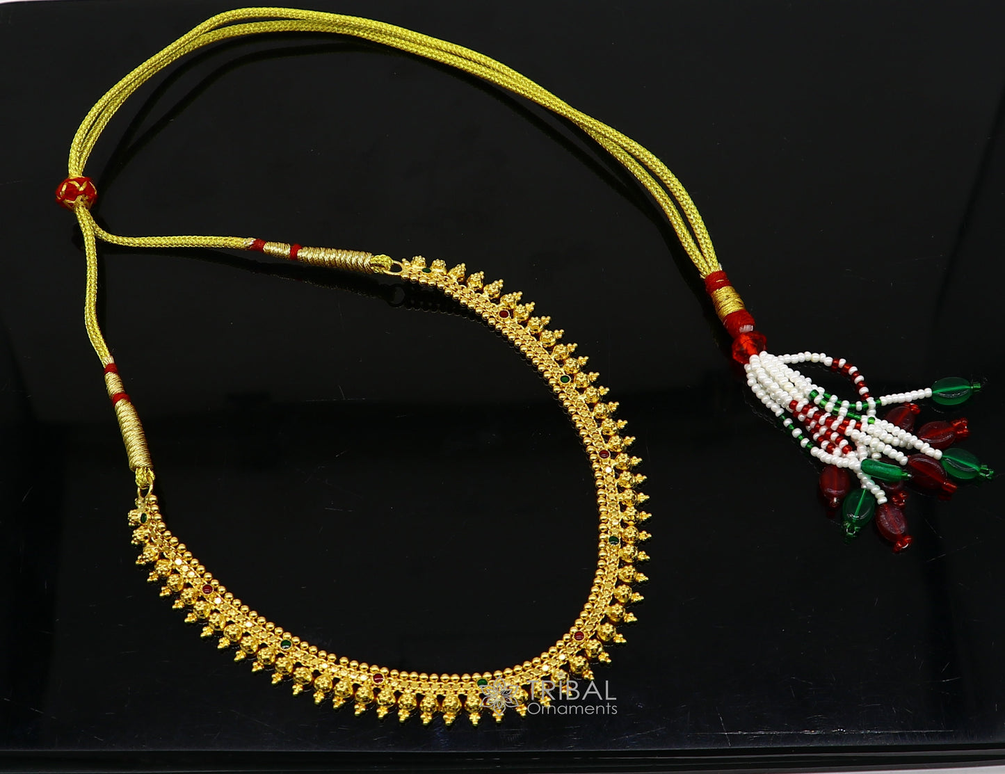Hallmarked 22kt yellow gold handmade Traditional cultural trendy design necklace set brides tribal ethnic jewelry From India set93 - TRIBAL ORNAMENTS