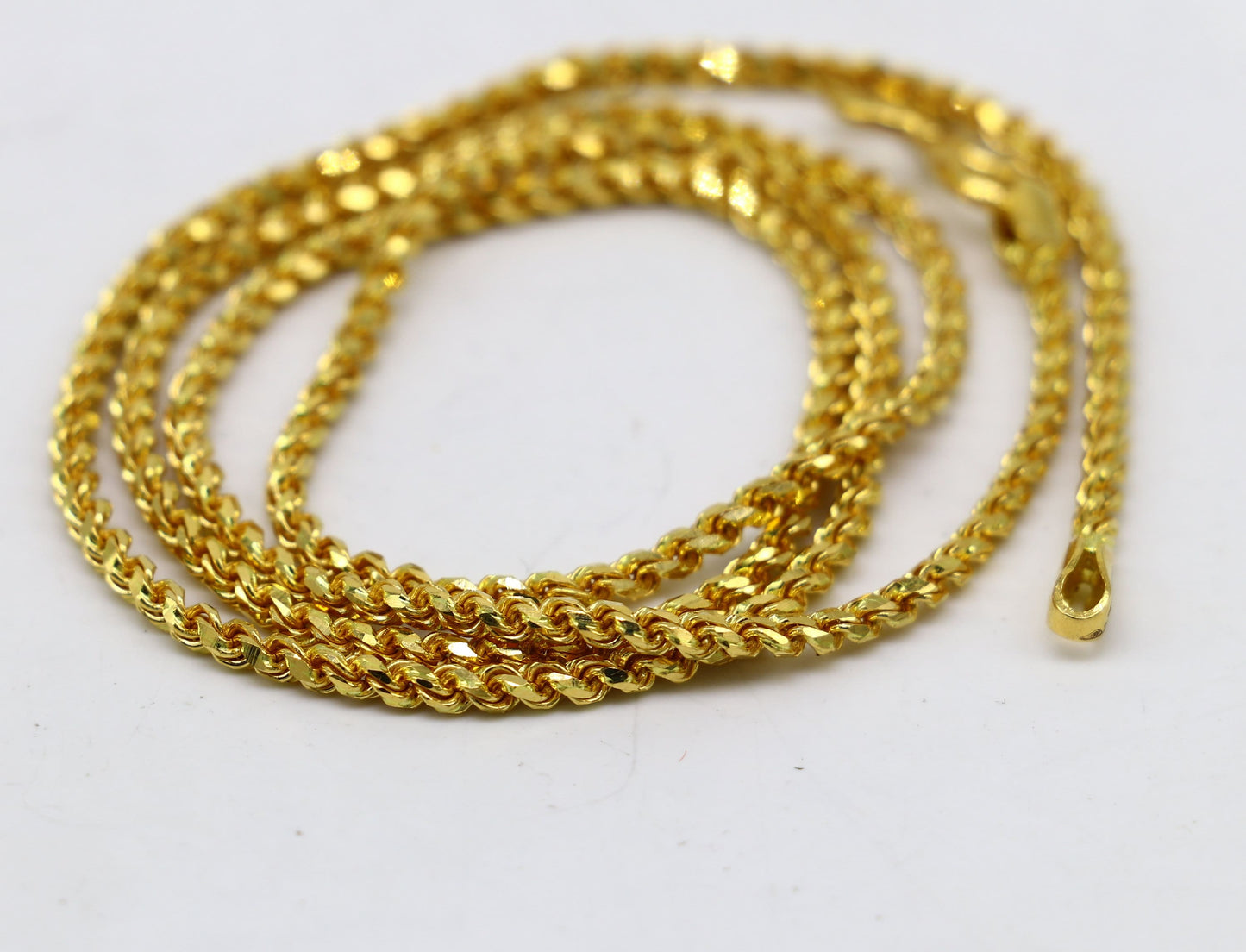 Solid 22k yellow gold handmade fabulous Rope chain necklace excellent gold unisex chain certified best gifting jewelry men's girls gch578 - TRIBAL ORNAMENTS