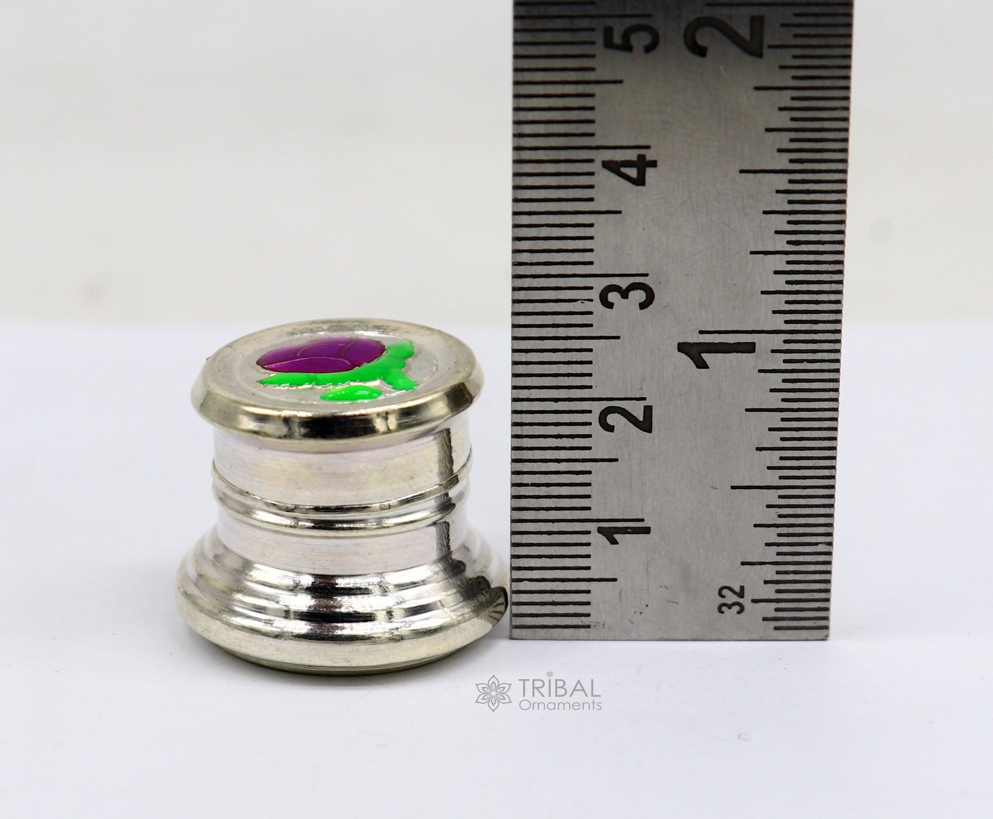 999 pure silver trinket box, kajal box brides round shape box flower design box , container tobacco box, eyeliner Sindur box gifting stb809 - TRIBAL ORNAMENTS
