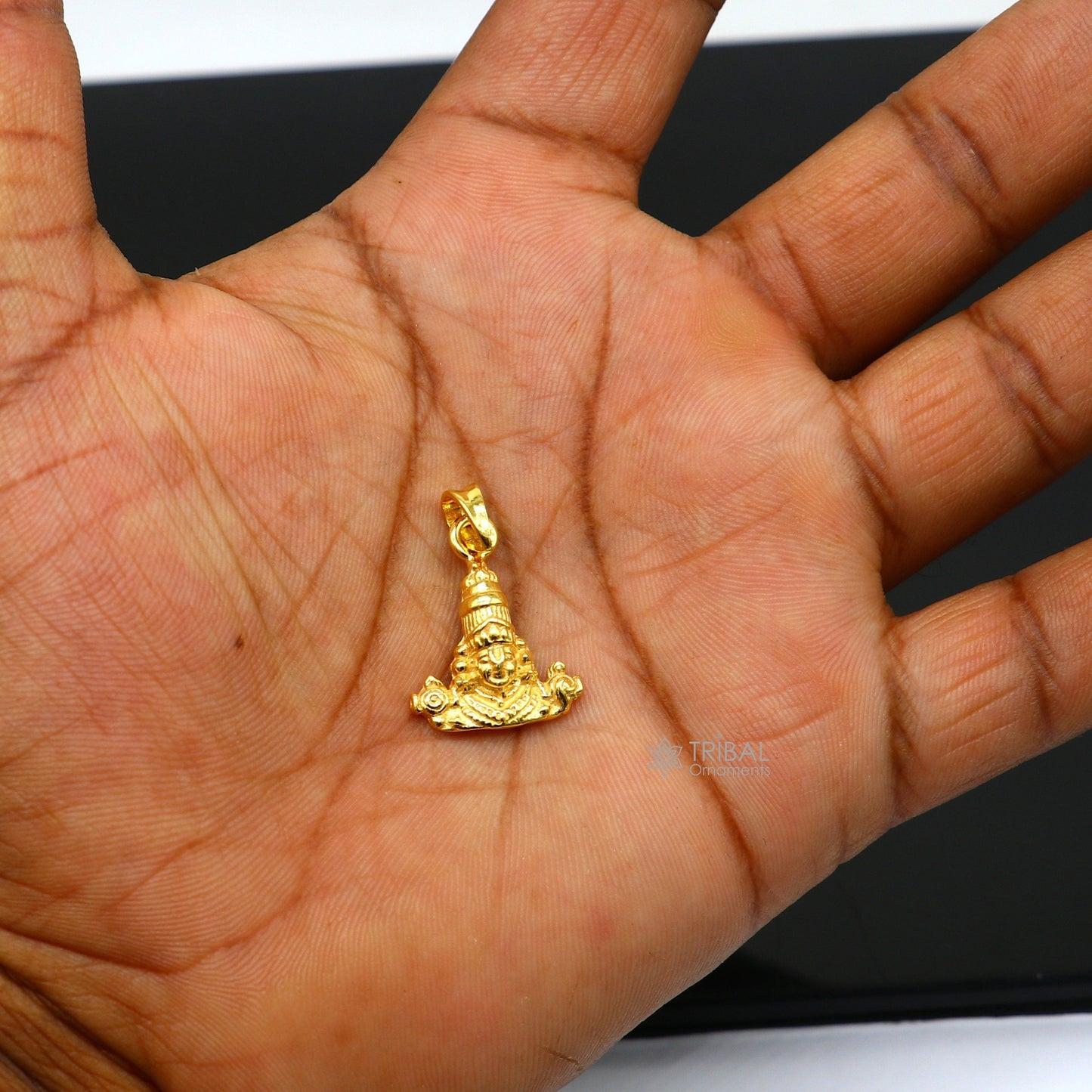 925 sterling silver vintage stylish idol Tirupati balaji amazing design Gold polished over silver Krishna pendant gifting jewelry nsp599 - TRIBAL ORNAMENTS