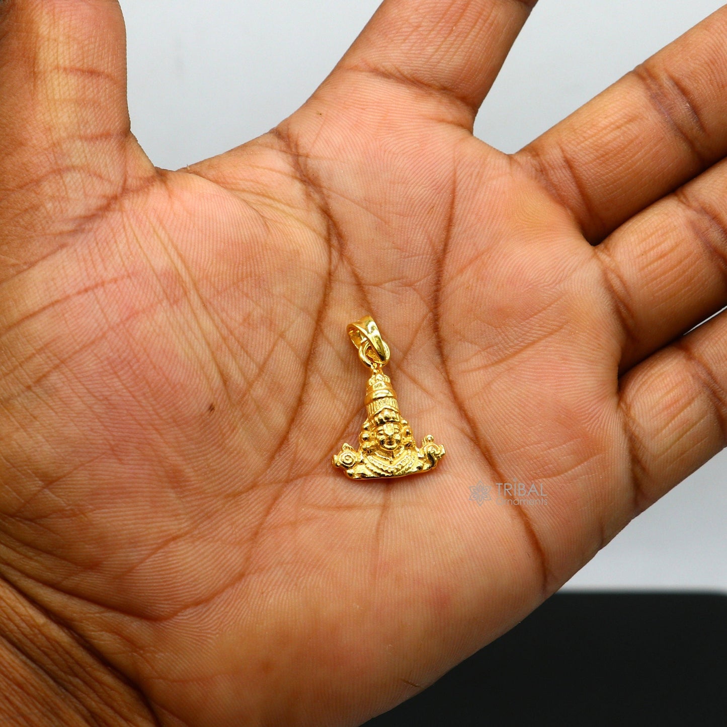 925 sterling silver vintage stylish idol Tirupati balaji amazing design Gold polished over silver Krishna pendant gifting jewelry nsp599 - TRIBAL ORNAMENTS