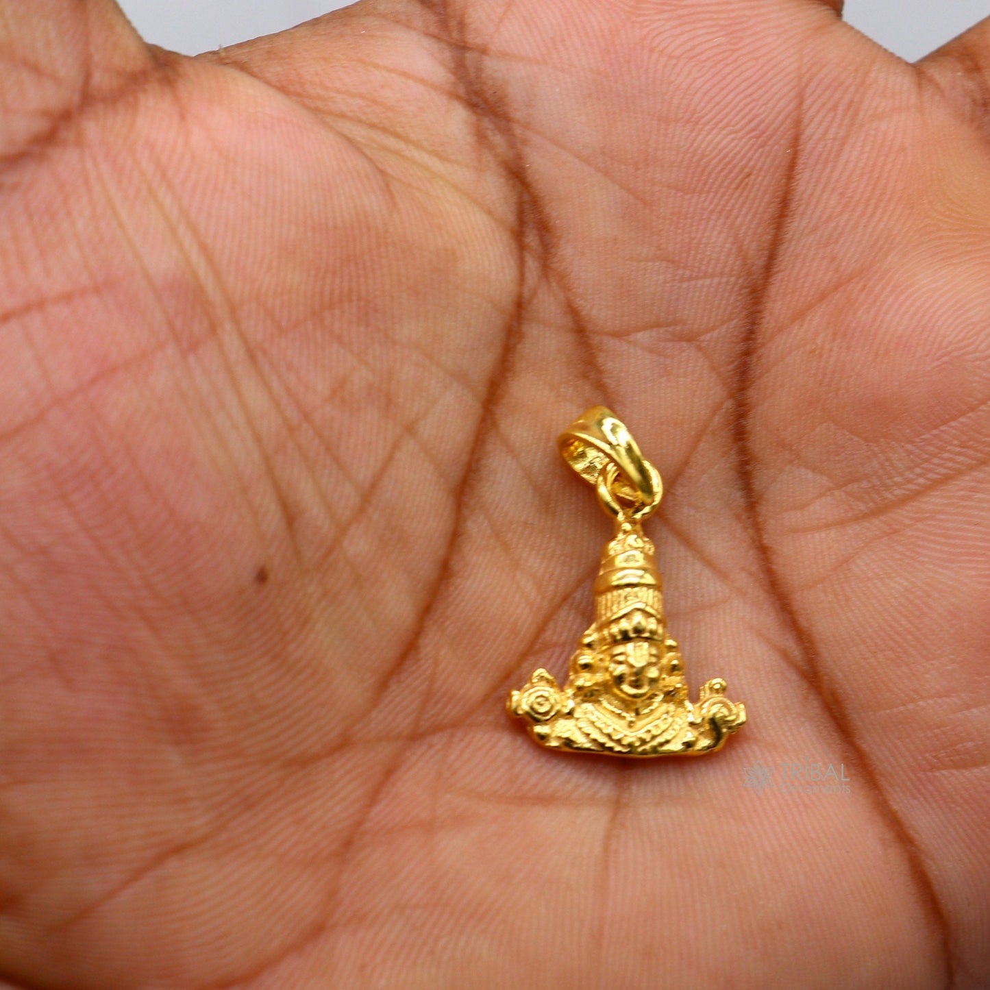 925 sterling silver vintage stylish idol Tirupati balaji amazing design Gold polished over silver Krishna pendant gifting jewelry nsp599 - TRIBAL ORNAMENTS