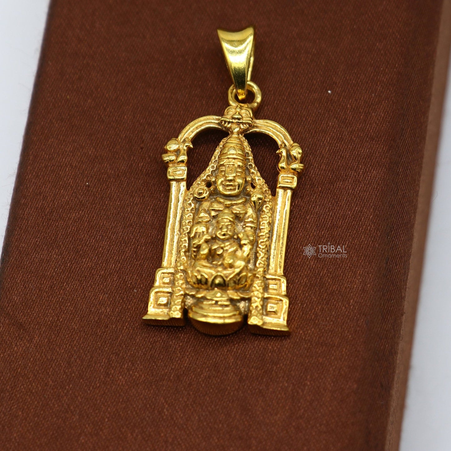 925 sterling silver vintage stylish idol Tirupati Balaji and Laxmi Pendant Narayanan gold polished pendant gifting jewelry nsp616 - TRIBAL ORNAMENTS