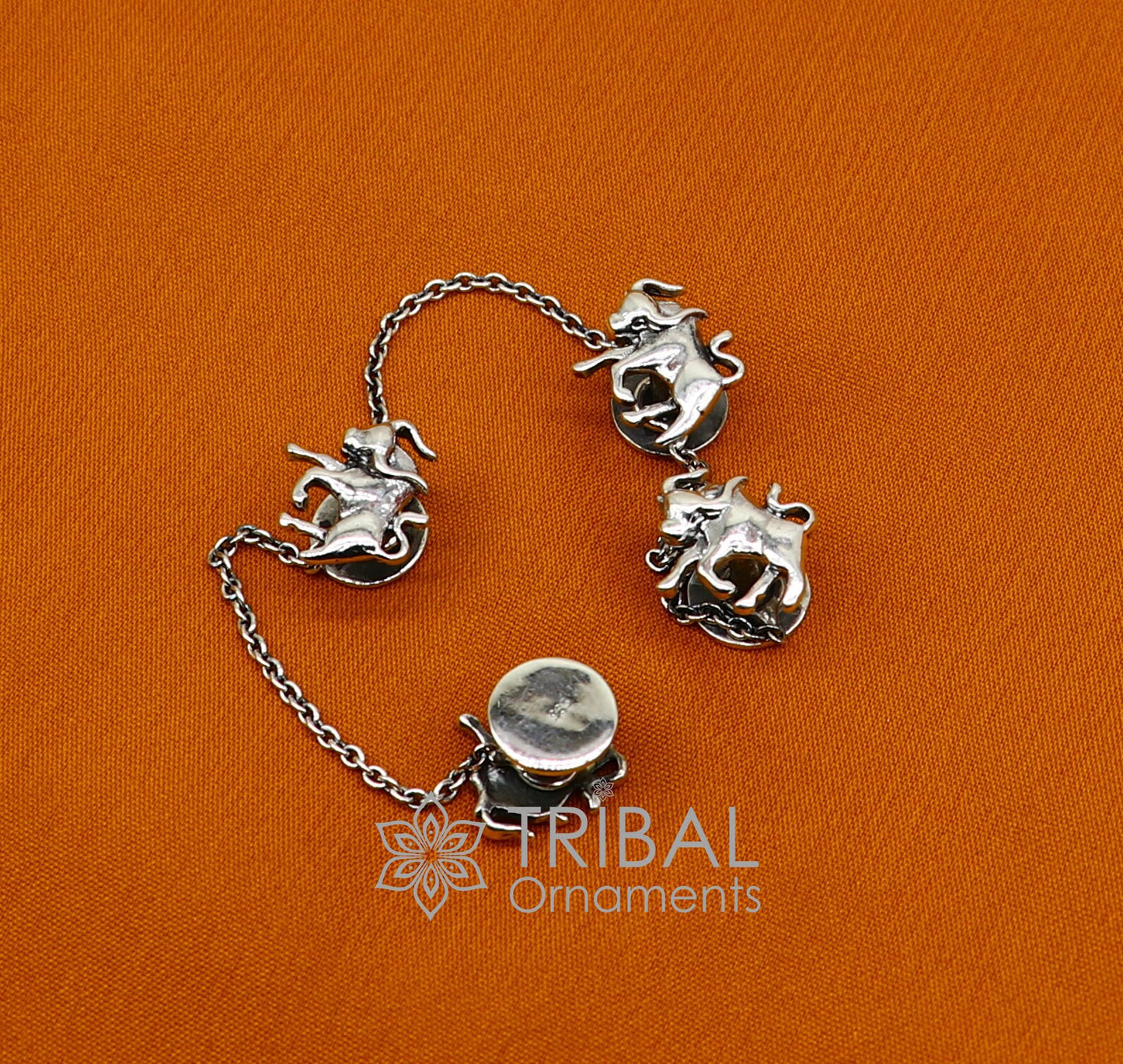 925 Sterling Silver bull design set of 4 kurta Buttons for Fashion Perfection, silver cufflinks, cultural trendy jewelry btn35 - TRIBAL ORNAMENTS