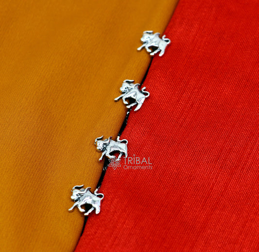 925 Sterling Silver bull design set of 4 kurta Buttons for Fashion Perfection, silver cufflinks, cultural trendy jewelry btn35 - TRIBAL ORNAMENTS