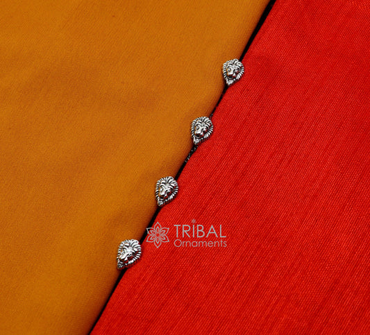 925 Sterling Silver lion face design set of 4 kurta Buttons for Fashion Perfection, silver cufflinks, cultural trendy jewelry btn36 - TRIBAL ORNAMENTS