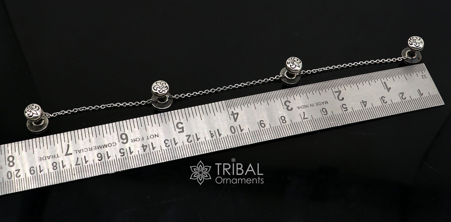 French Fleur de Lis design 925 Sterling Silver set of 4 kurta Buttons for Fashion Perfection silver cufflinks, cultural trendy jewelry btn41 - TRIBAL ORNAMENTS