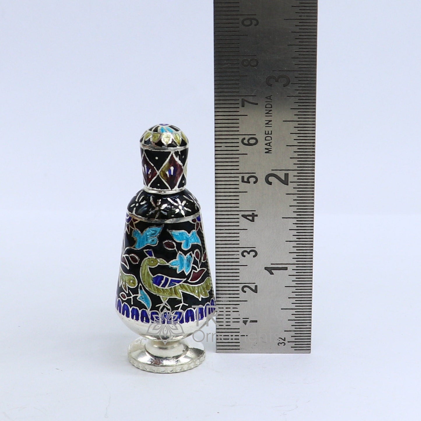 925 Sterling silver handmade fabulous trinket box, gorgeous container box, casket box, sindoor box, enamel work brides gifting box stb789 - TRIBAL ORNAMENTS