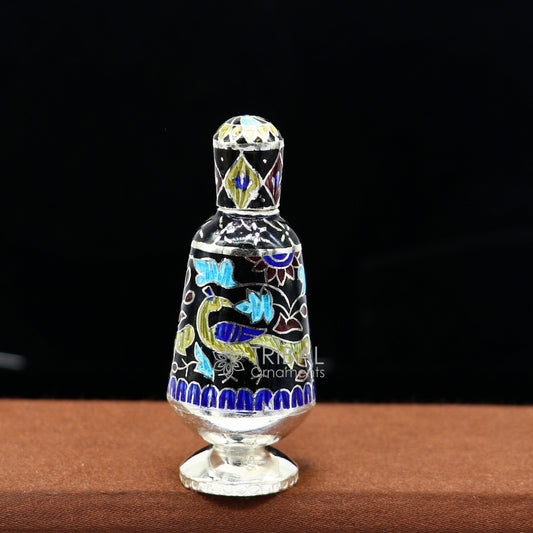 925 Sterling silver handmade fabulous trinket box, gorgeous container box, casket box, sindoor box, enamel work brides gifting box stb789 - TRIBAL ORNAMENTS