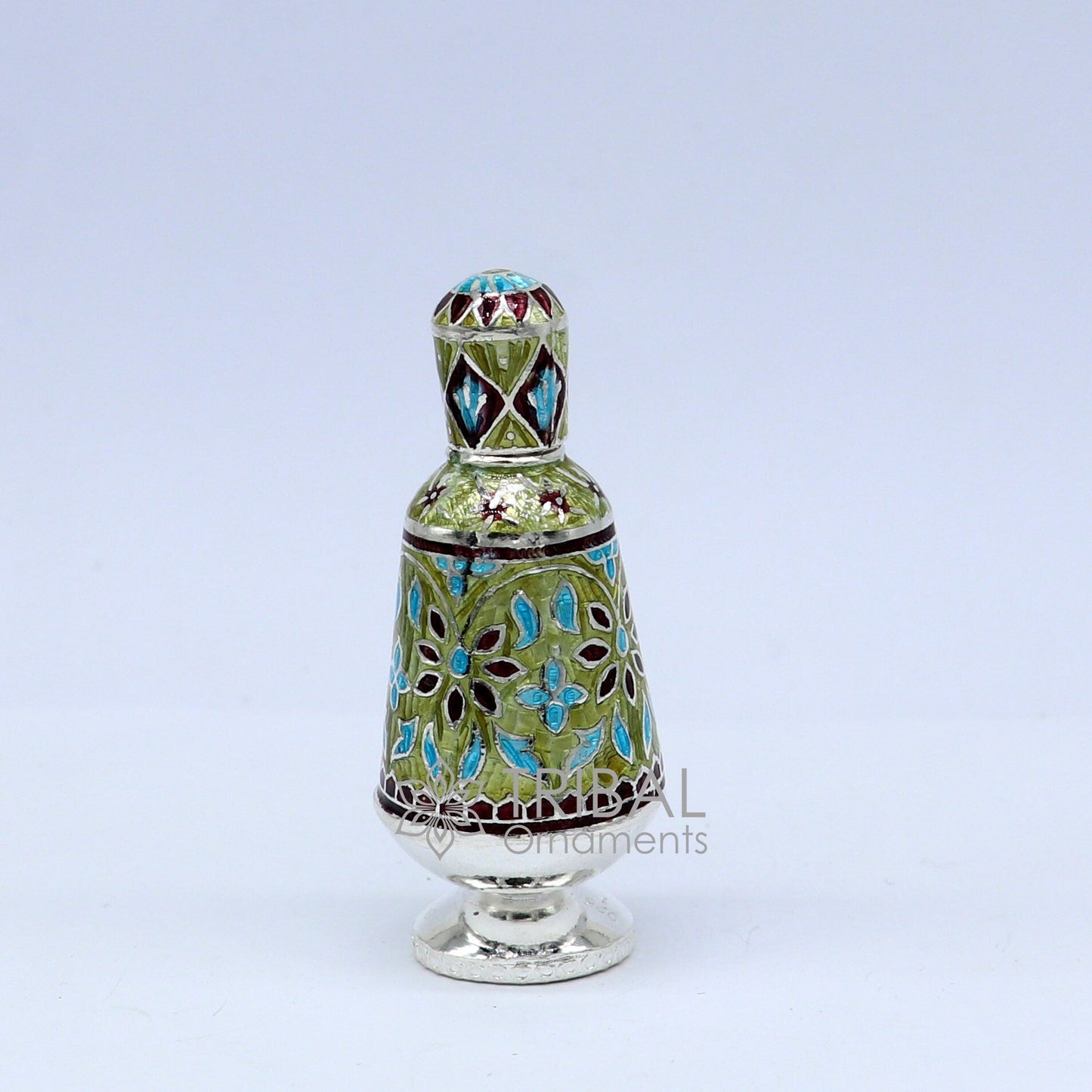 925 Sterling silver handmade fabulous trinket box, gorgeous container box, casket box, sindoor box, enamel work brides gifting box stb790 - TRIBAL ORNAMENTS