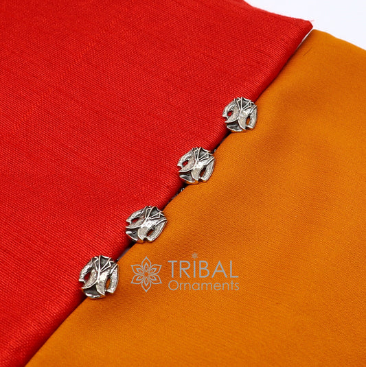 Blazer suit design 925 Sterling Silver set of 4 kurta Buttons for Fashion Perfection, silver cufflinks, cultural trendy jewelry btn47 - TRIBAL ORNAMENTS