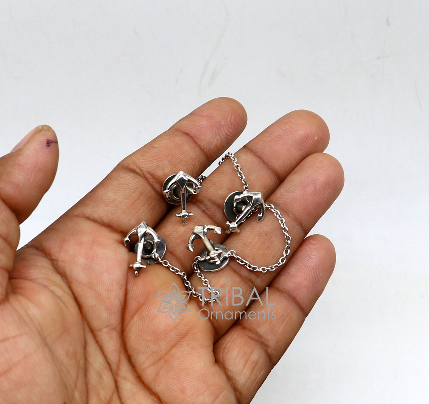 Anchor symbol 925 Sterling silver handmade gorgeous high-quality buttons or cufflinks for kurtas, best gifting jewelry btn53 - TRIBAL ORNAMENTS