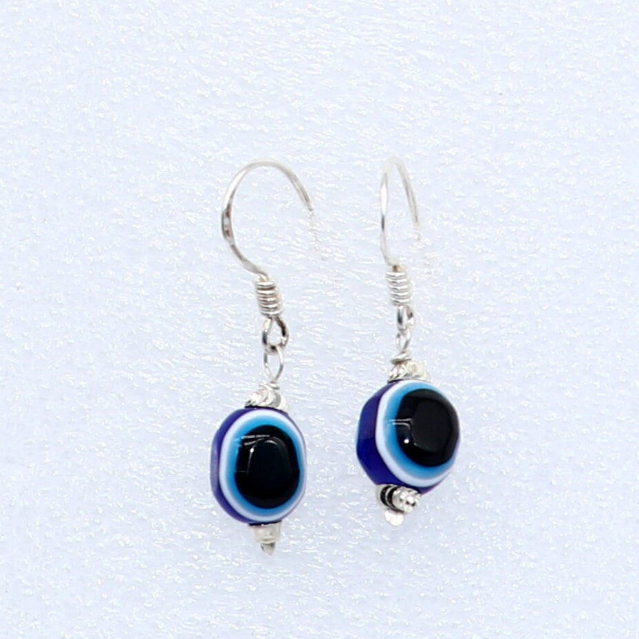925 Sterling silver evil eye handmade hoops earring amazing customized drop dangle evil eyes jewelry for girl's s1162 - TRIBAL ORNAMENTS