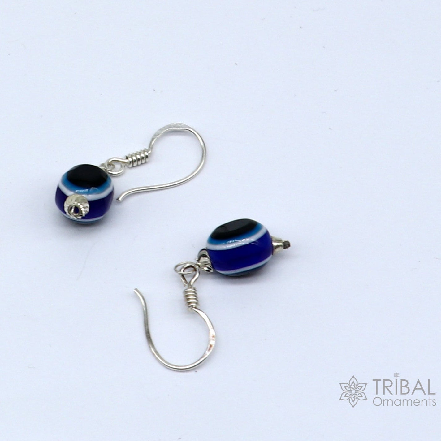 925 Sterling silver evil eye handmade hoops earring amazing customized drop dangle evil eyes jewelry for girl's s1162 - TRIBAL ORNAMENTS