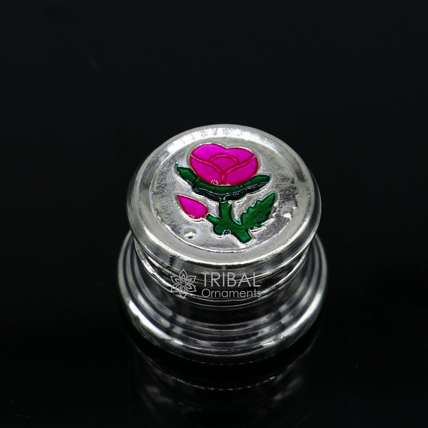999 pure silver trinket box, kajal box/casket box brides round shape box collection, container box, eyeliner sindur box gifting stb795 - TRIBAL ORNAMENTS