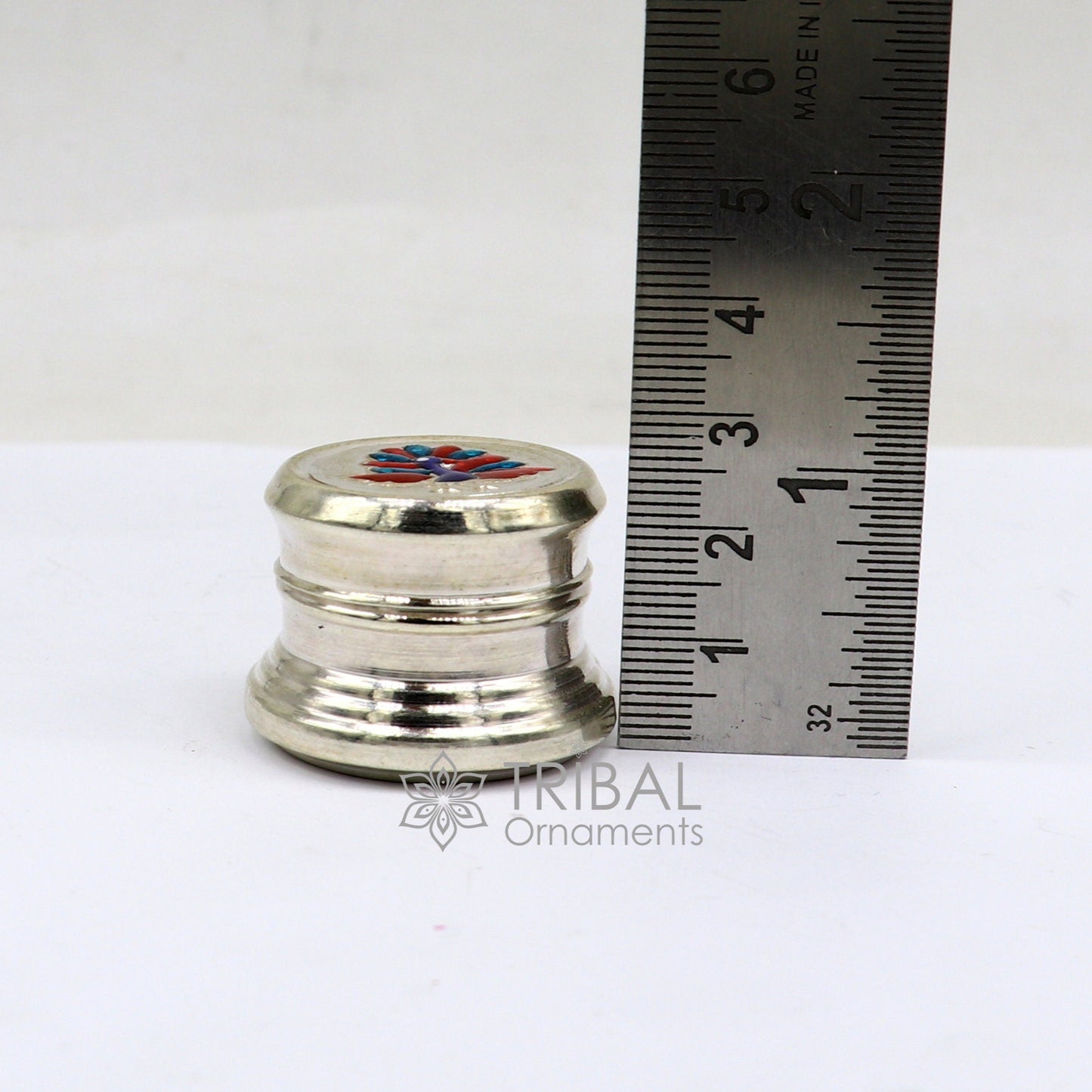 999 pure silver trinket box, kajal box brides round shape box peacock design box , container tobacco box, eyeliner Sindur box gifting stb798 - TRIBAL ORNAMENTS