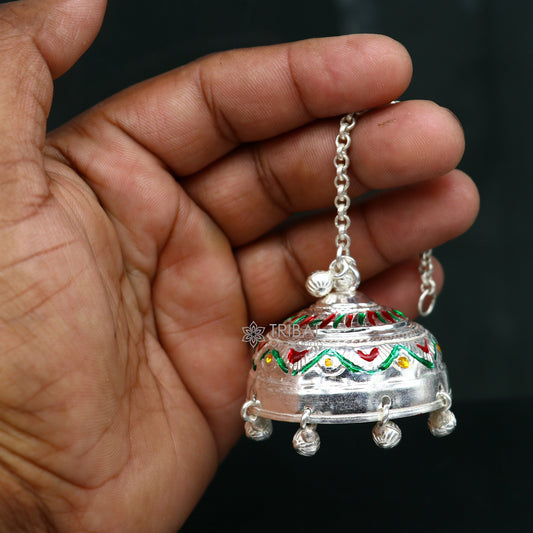 925 sterling Silver chatter/chatar, silver umbrella god temple art, Silver chandelier for temple Puja worshipping utensils su1118 - TRIBAL ORNAMENTS