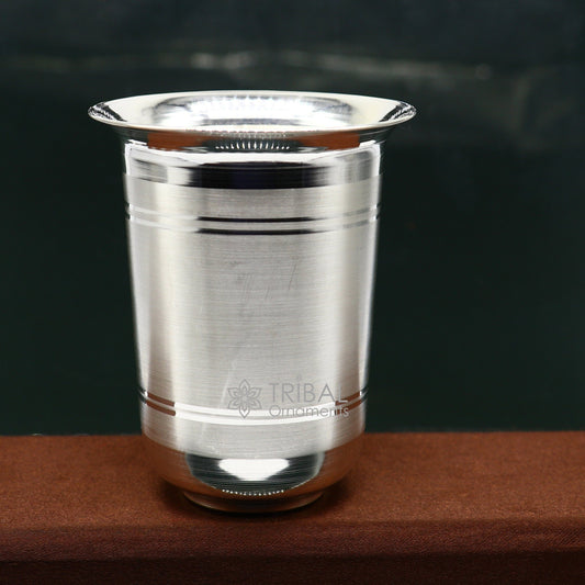 999 pure silver handmade water milk glass tumbler, all sizes silver tumbler, silver baby food dining flask, silver utensils gift sv273 - TRIBAL ORNAMENTS