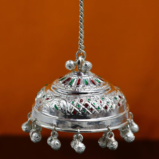 925 sterling Silver chatter/chatar, silver umbrella god temple art, Silver chandelier for temple Puja worshipping utensils su1120 - TRIBAL ORNAMENTS