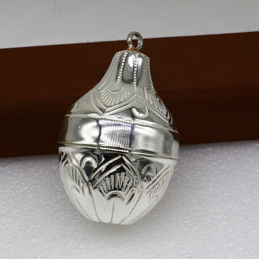 925 sterling silver handmade gorgeous cultural silver coconut for puja or worshipping, Silver nariyal for diwali puja su1113 - TRIBAL ORNAMENTS