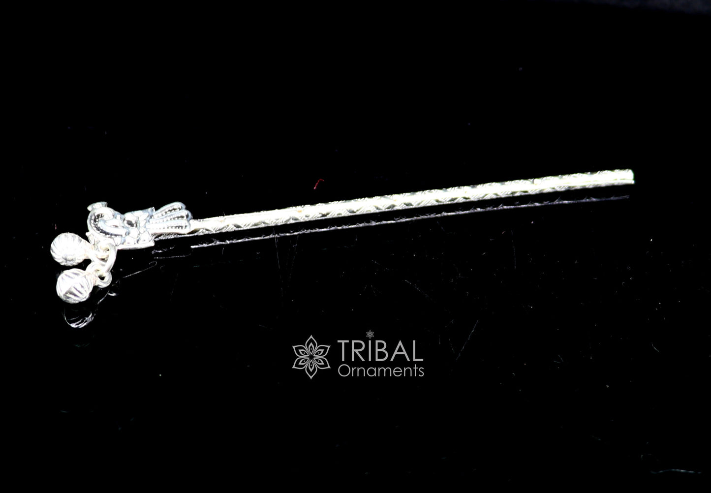3" Flute divine 925 sterling silver handmade peacock design idol Krishna flute, silver bansuri, laddu Gopala flute, Krishna flute su1126 - TRIBAL ORNAMENTS