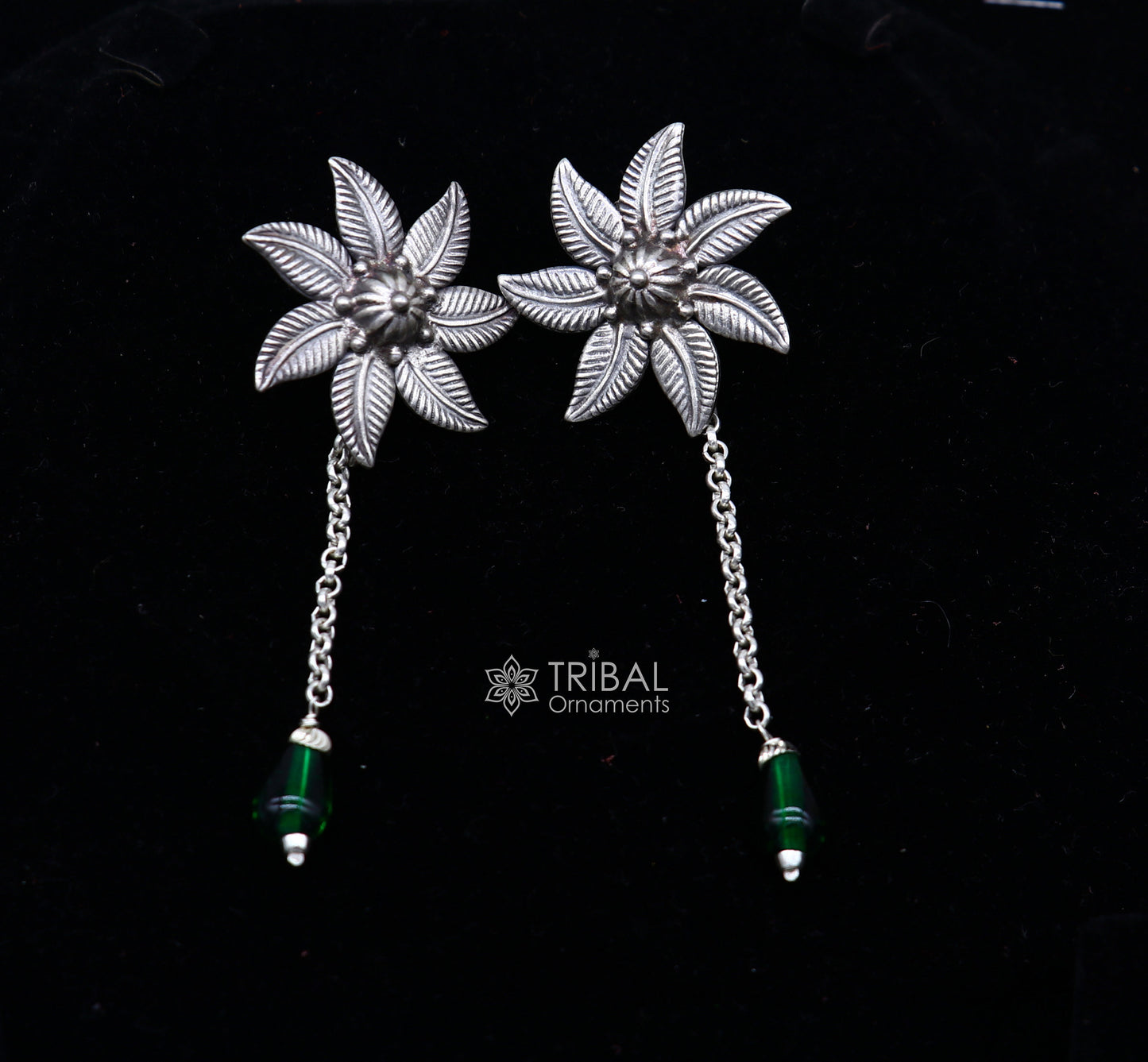 Floral design 92.5 sterling silver stud earring, gorgeous charm earring excellent gifting brides earring fancy party jewelry ear1168 - TRIBAL ORNAMENTS