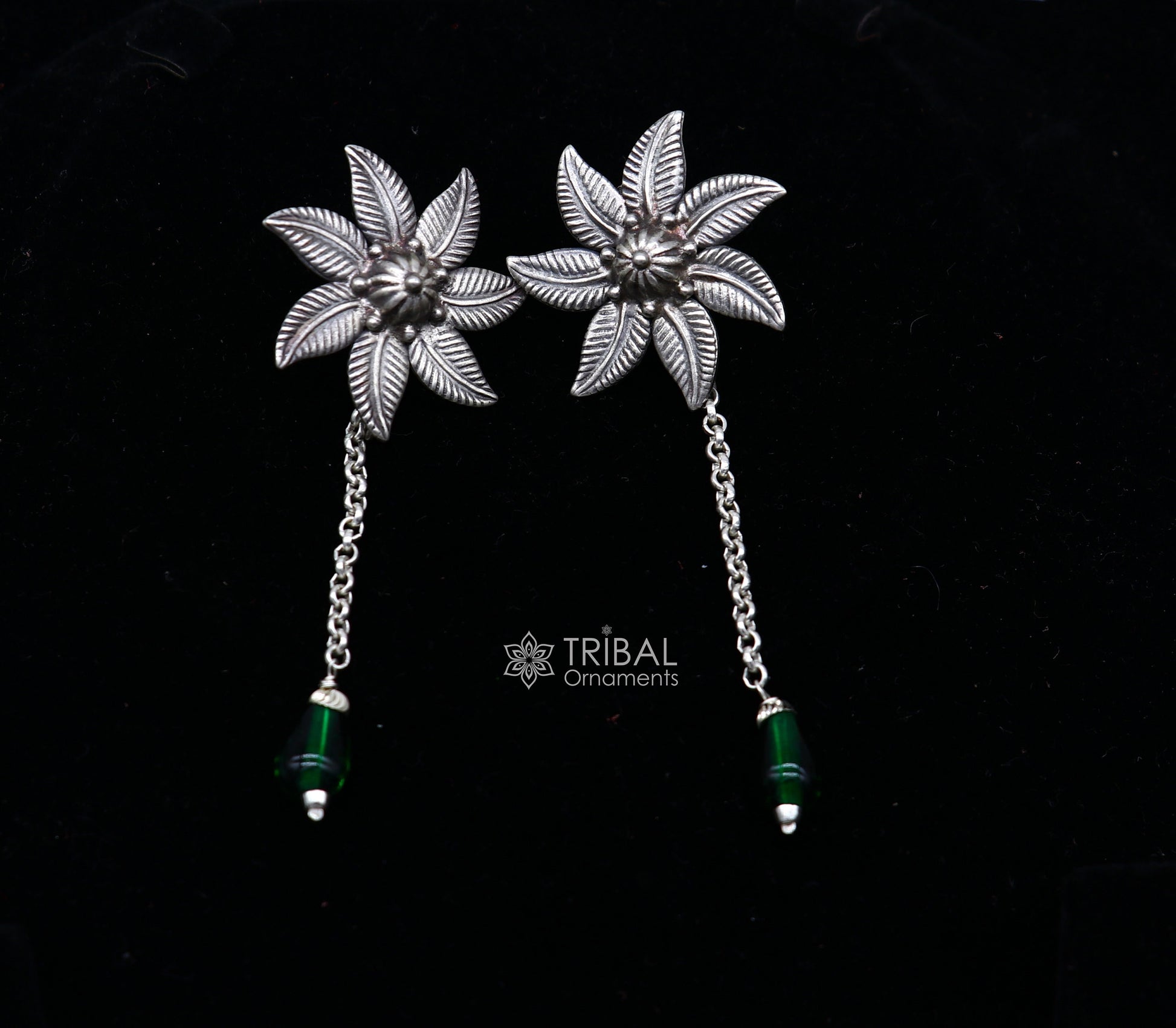 Floral design 92.5 sterling silver stud earring, gorgeous charm earring excellent gifting brides earring fancy party jewelry ear1168 - TRIBAL ORNAMENTS