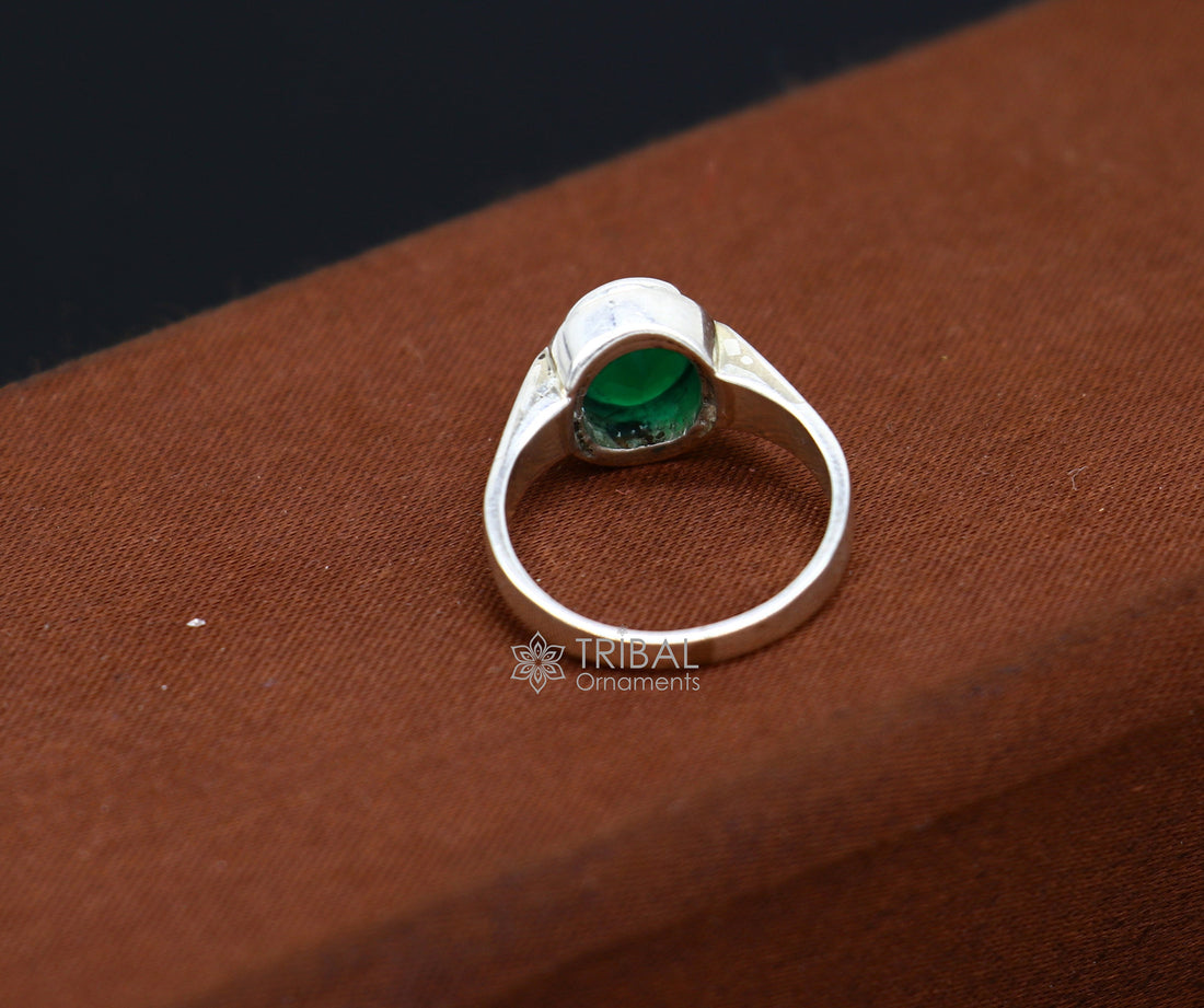 925 sterling silver handmade green onyx stone unisex ring fabulous cultural zodiac ring from Rajasthan india sr369 - TRIBAL ORNAMENTS
