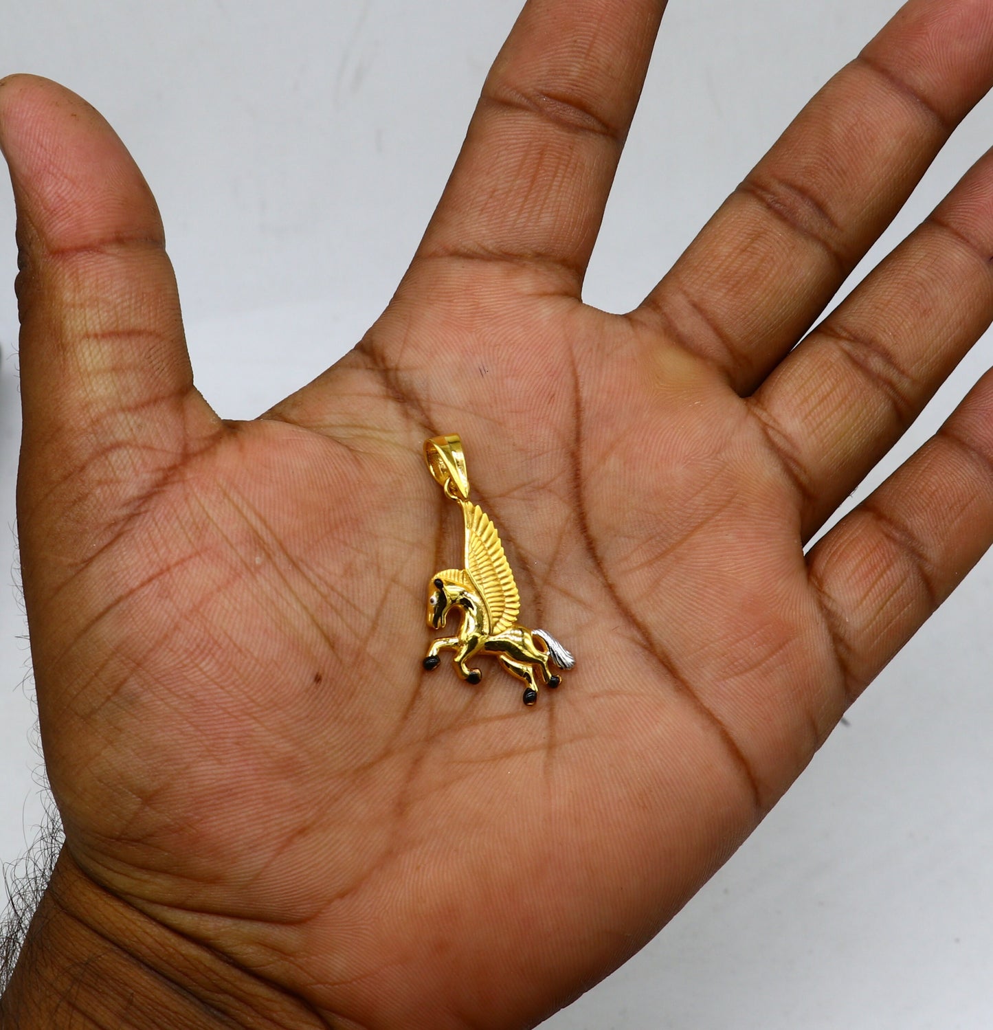 22Kt yellow gold handmade divine Pegasus unicorn pendant stunning adornment that adds a touch of enchantment and allure to any outfit gp30 - TRIBAL ORNAMENTS