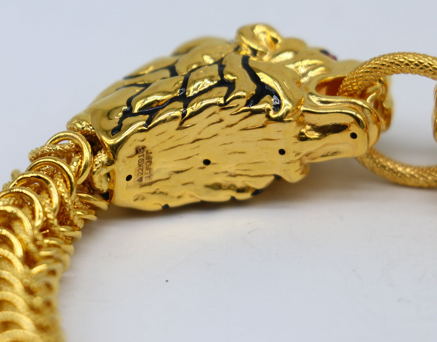 Indian Traditional cultural lion face design bracelet hallmarked 22kt yellow gold men's bracelet lion head unique wrist bracelet gbr44 - TRIBAL ORNAMENTS