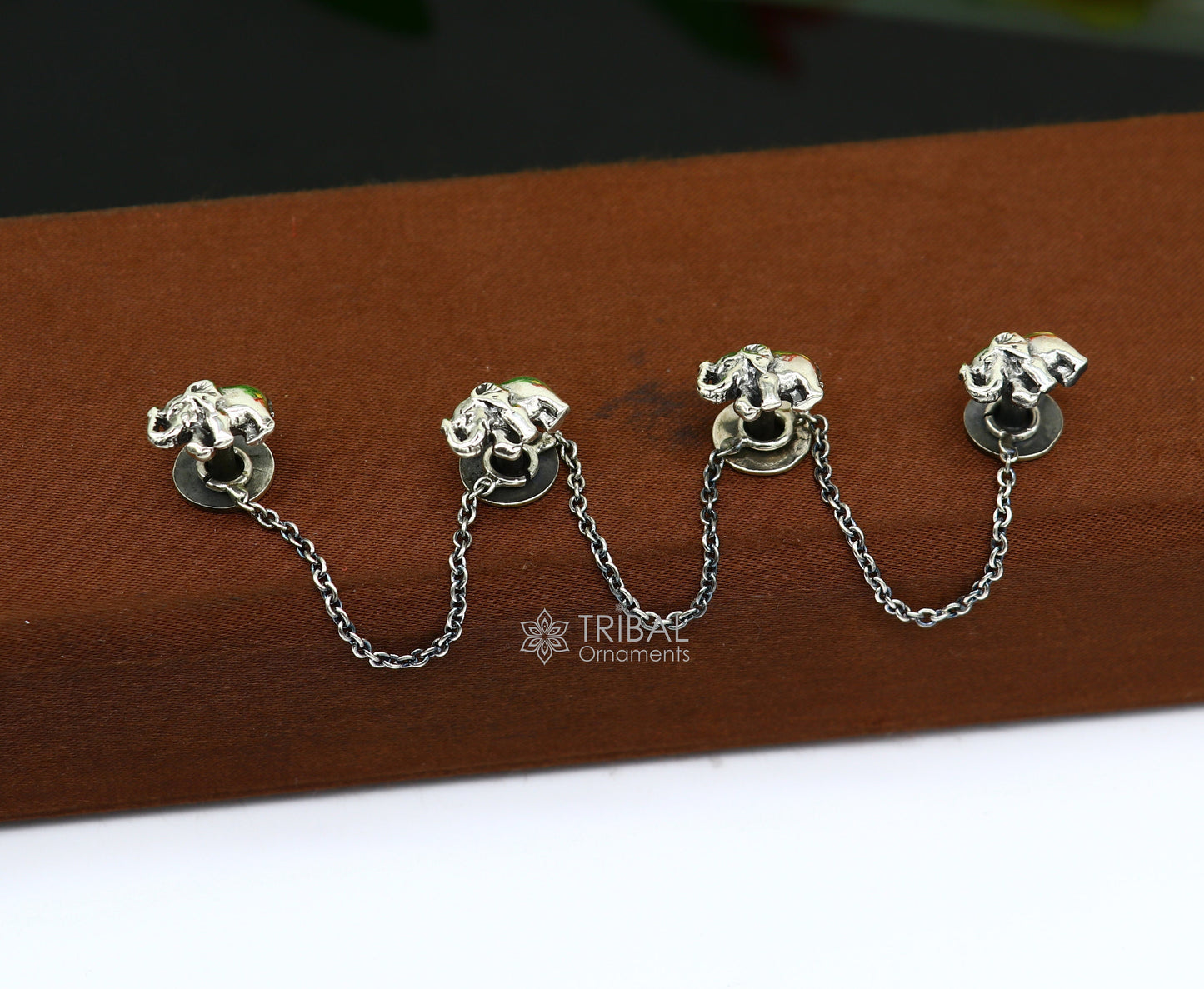 925 Sterling silver handmade amazing unique elephant shape ethnic style design buttons for men's kurta, best gifting accessories btn31 - TRIBAL ORNAMENTS