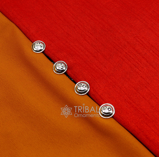 925 Sterling silver handmade amazing unique smiley round shape ethnic style design buttons for men's kurta, best gifting accessories btn32 - TRIBAL ORNAMENTS