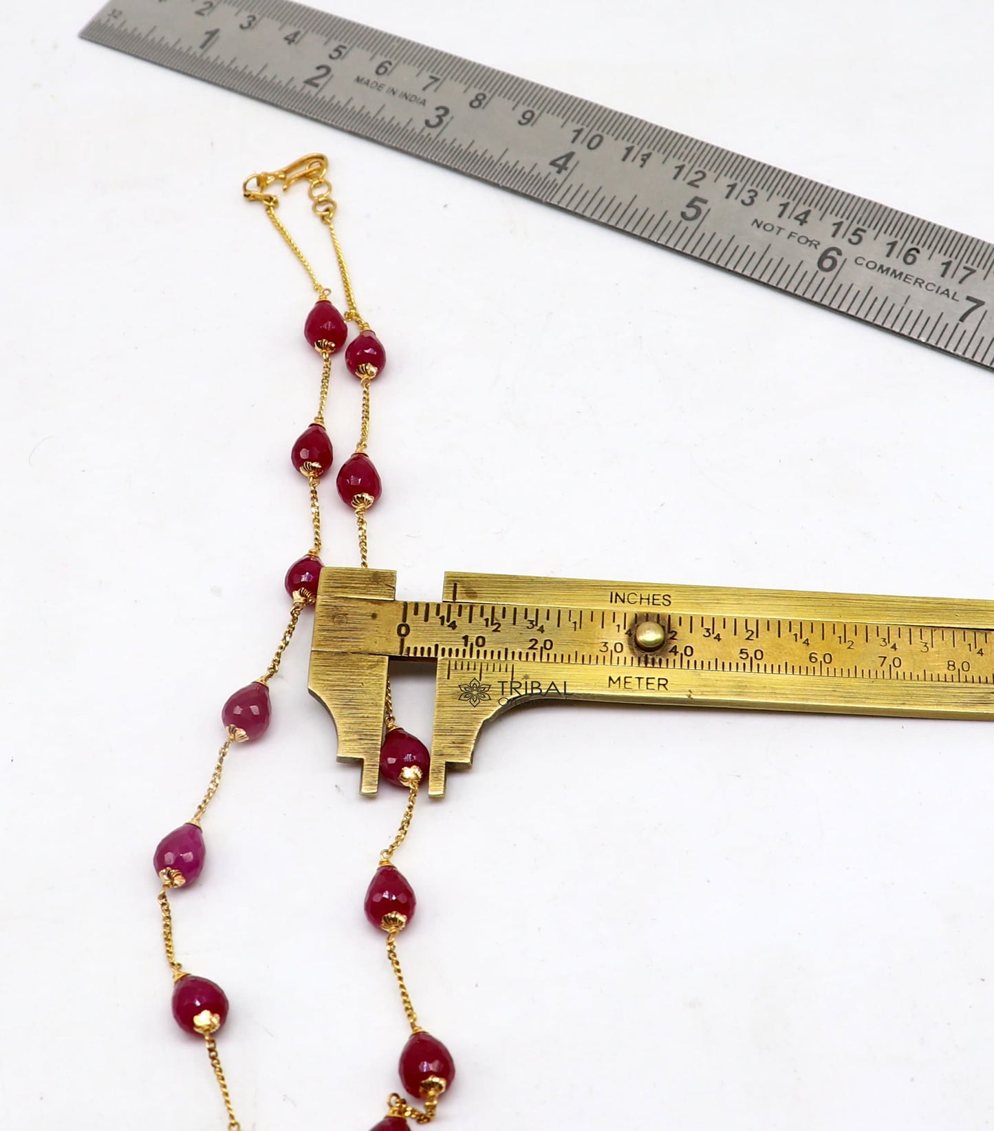22Kt yellow gold ruby beaded charm necklace best customized 18carat red ruby necklace brides jewelry setg - TRIBAL ORNAMENTS