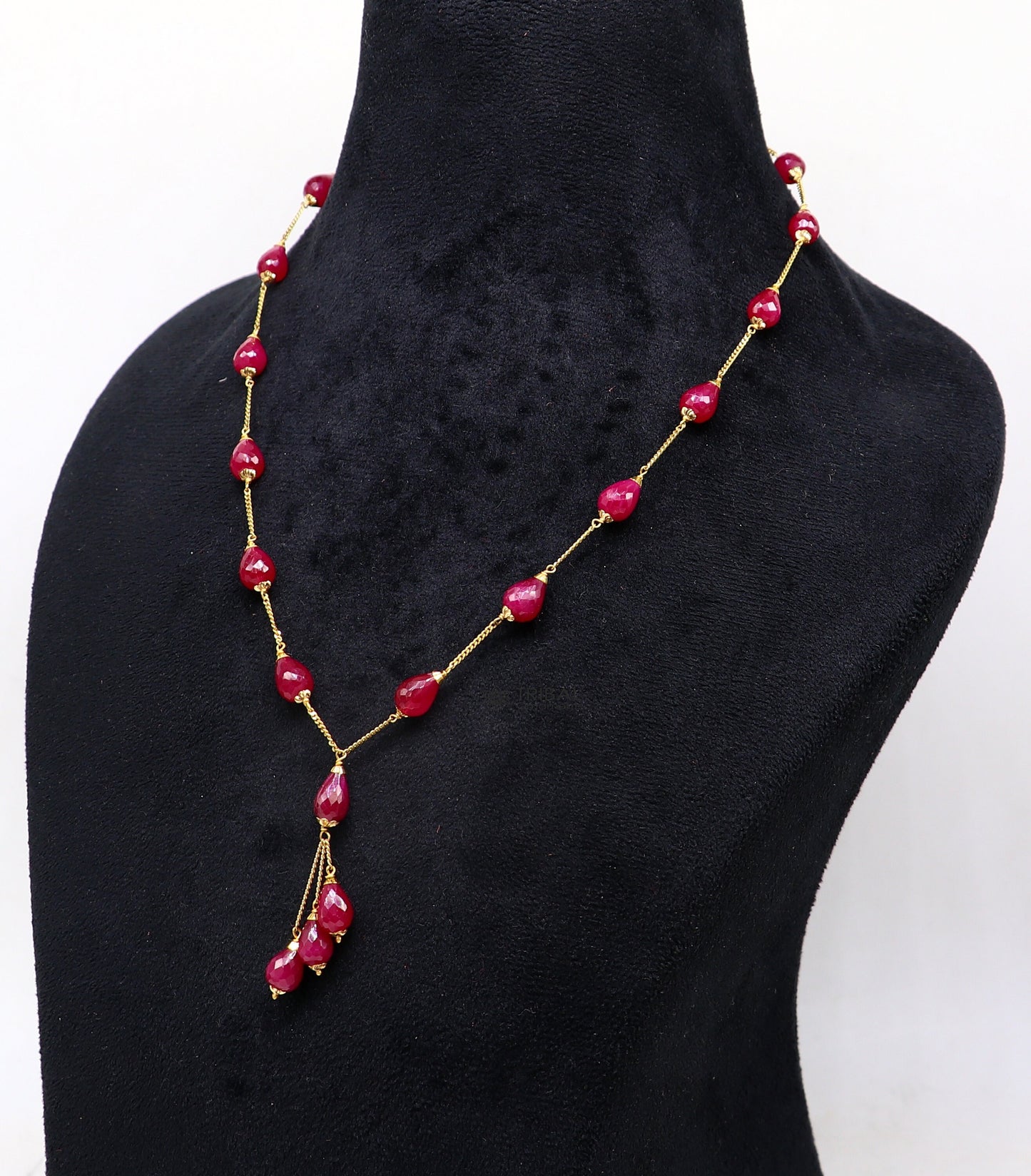 22Kt yellow gold ruby beaded charm necklace best customized 18carat red ruby necklace brides jewelry setg - TRIBAL ORNAMENTS