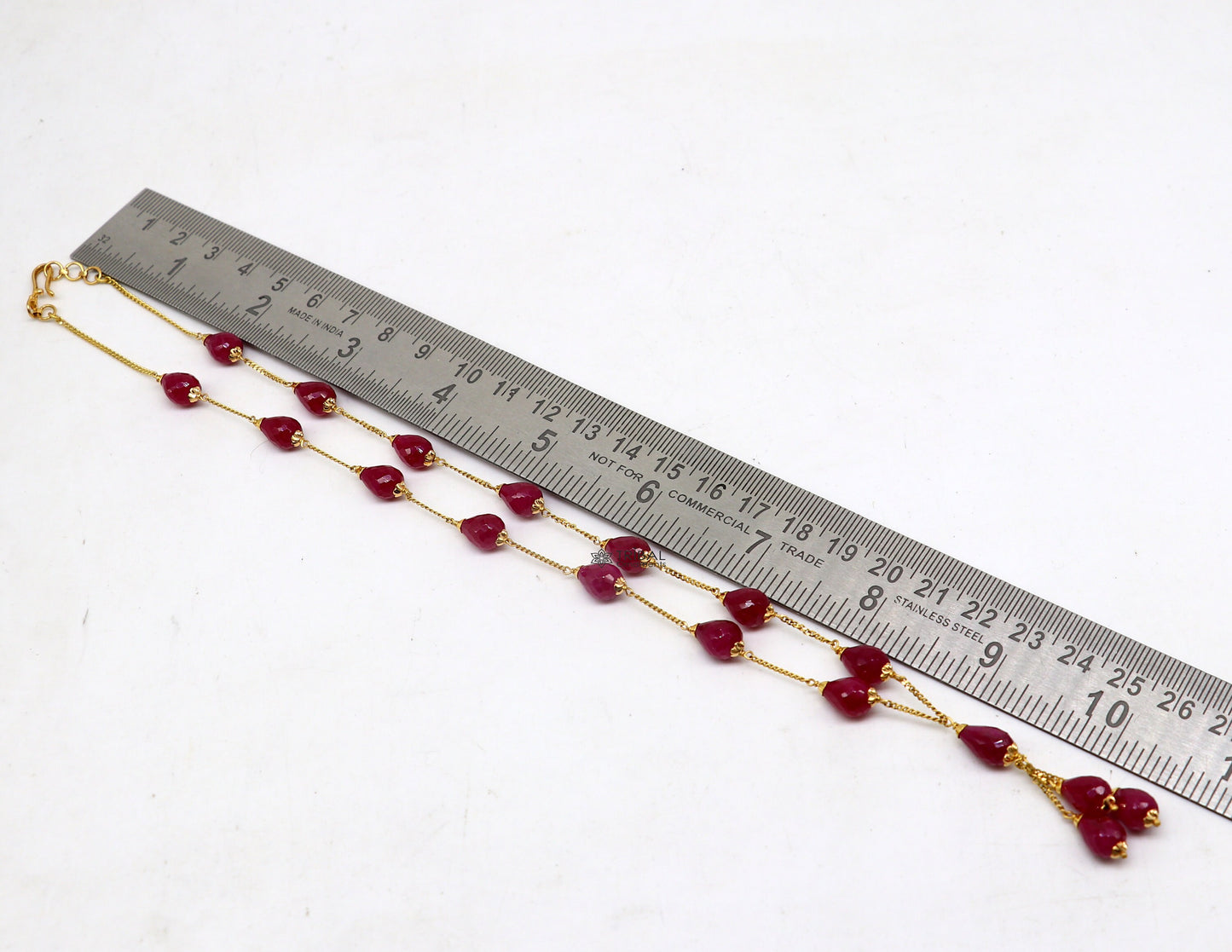 22Kt yellow gold ruby beaded charm necklace best customized 18carat red ruby necklace brides jewelry setg - TRIBAL ORNAMENTS