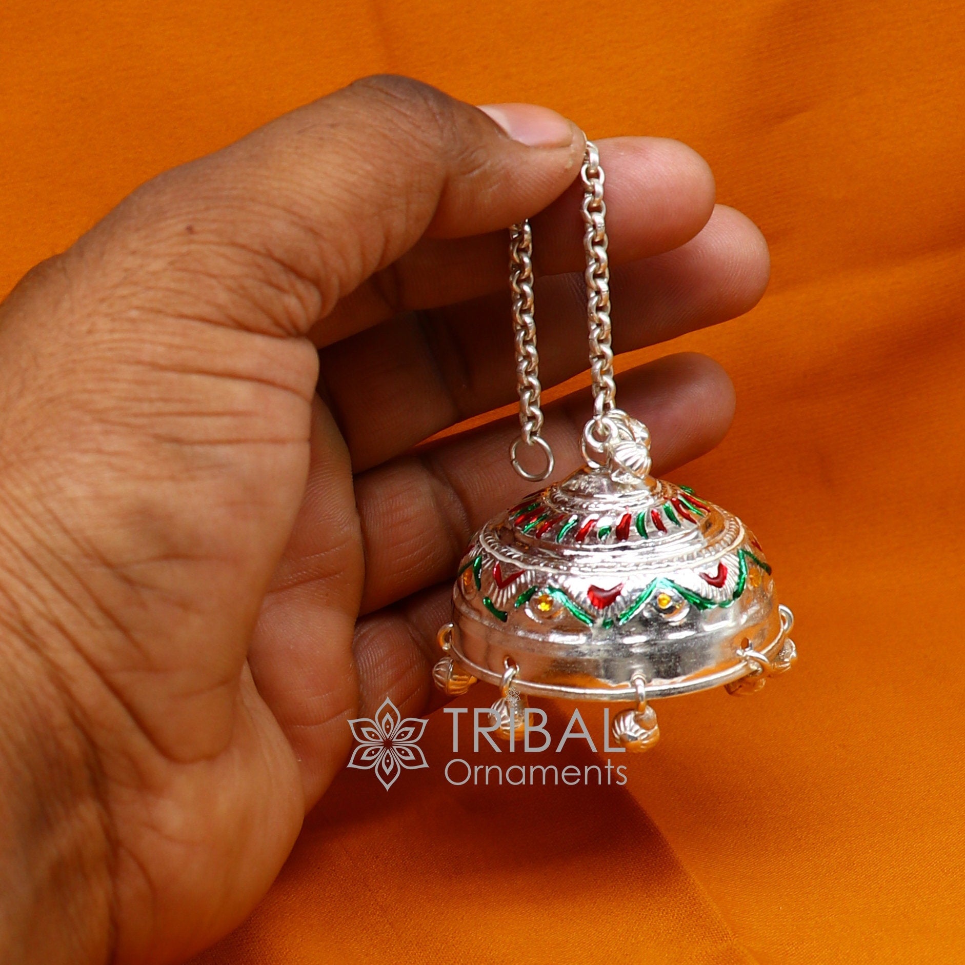 925 sterling Silver chatter/chatar, silver umbrella god temple art, Silver chandelier for temple Puja worshipping utensils su1118 - TRIBAL ORNAMENTS