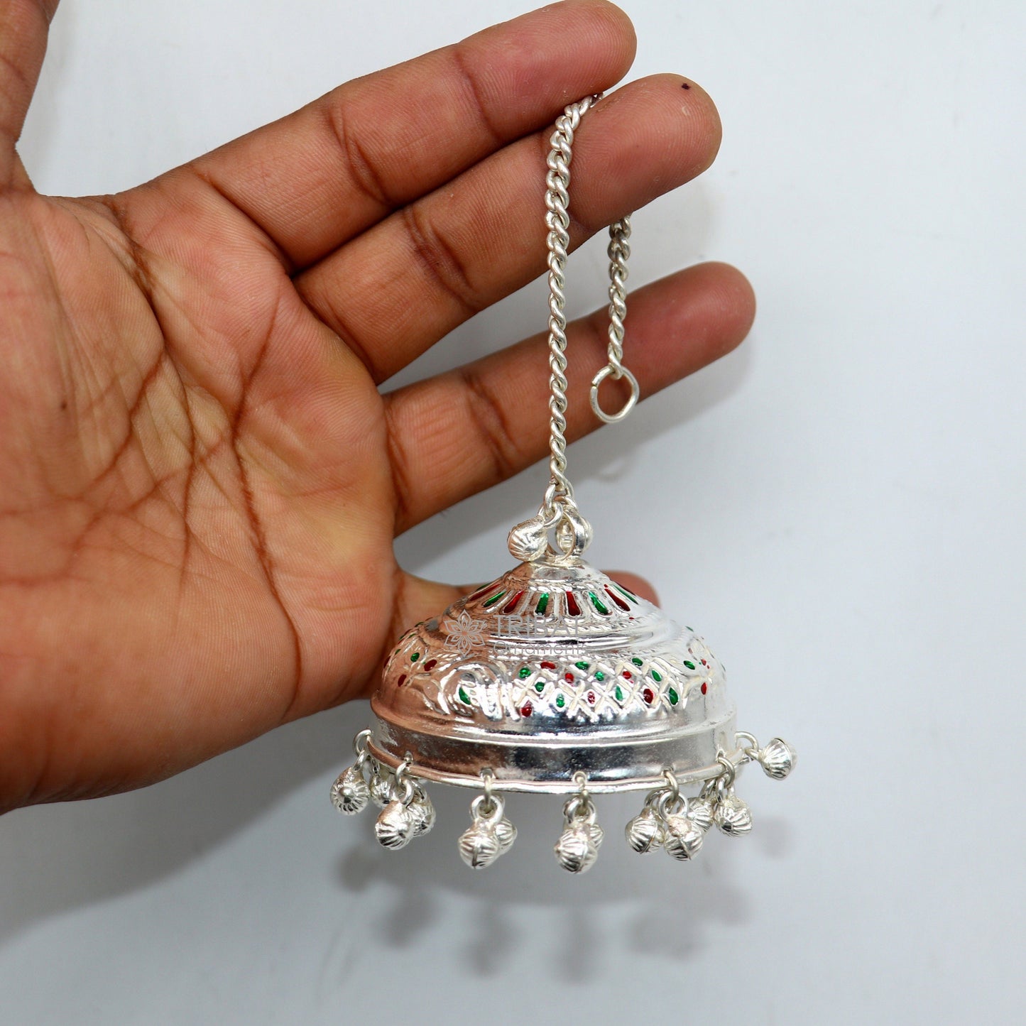 925 sterling Silver chatter/chatar, silver umbrella god temple art, Silver chandelier for temple Puja worshipping utensils su1120 - TRIBAL ORNAMENTS