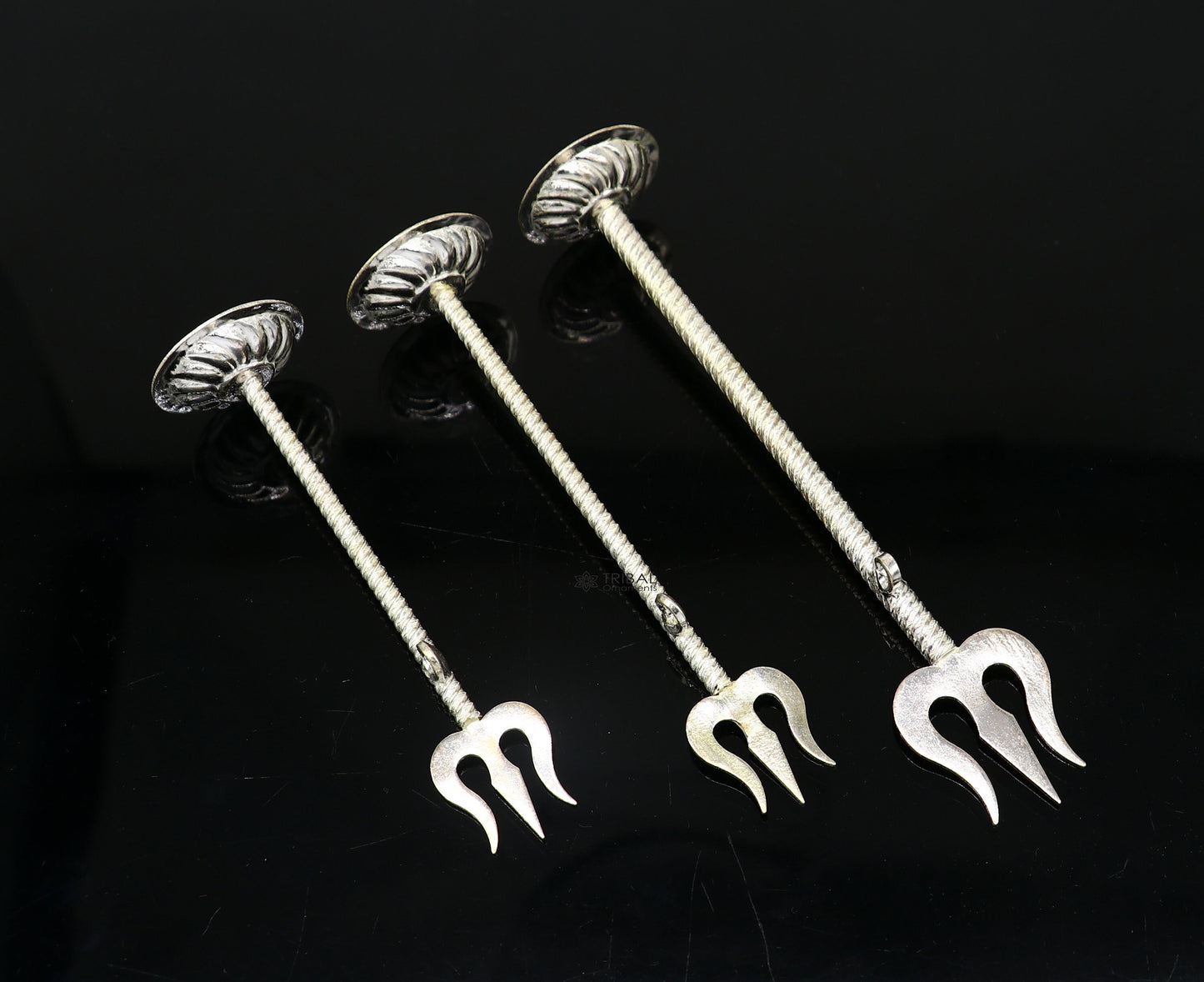 925 Sterling silver handmade lord Shiva trident, fabulous craftsmanship Mahadev trishul or goddess trident collectible puja article su1131 - TRIBAL ORNAMENTS