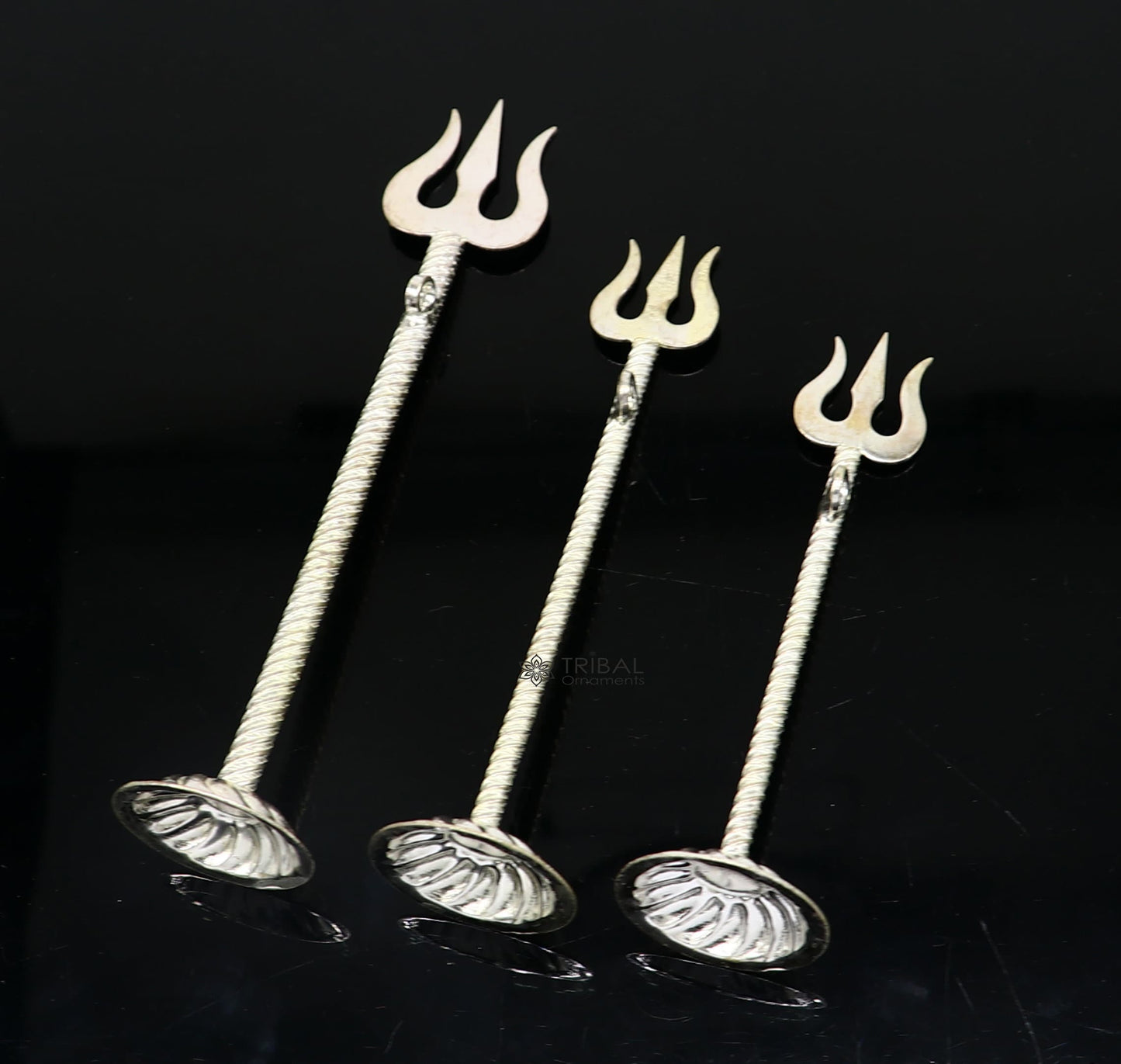 925 Sterling silver handmade lord Shiva trident, fabulous craftsmanship Mahadev trishul or goddess trident collectible puja article su1131 - TRIBAL ORNAMENTS