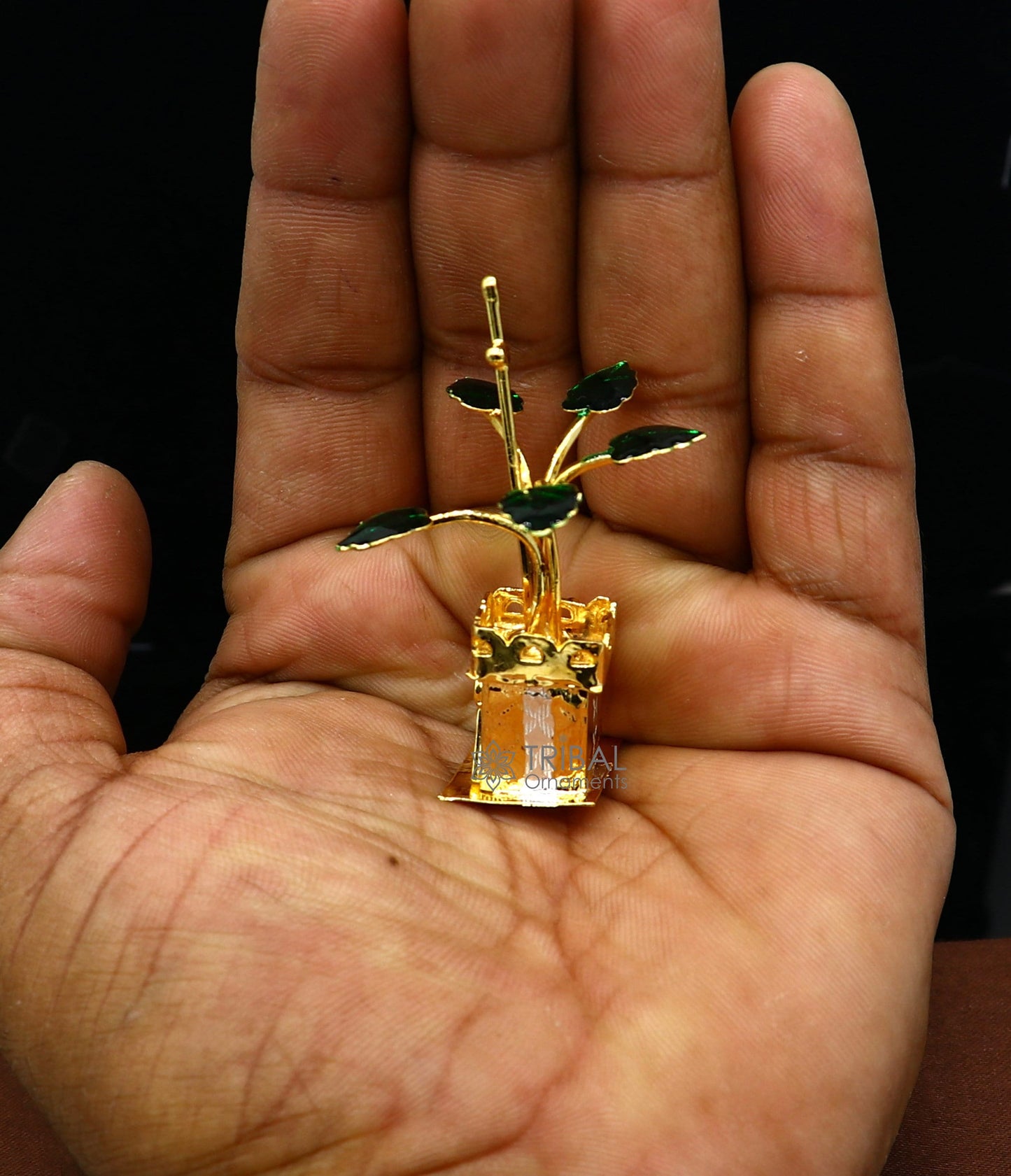 925 sterling silver handmade mini tulsi plant basil rosary plant for puja temple article, excellent silver worshiping article su1138 - TRIBAL ORNAMENTS