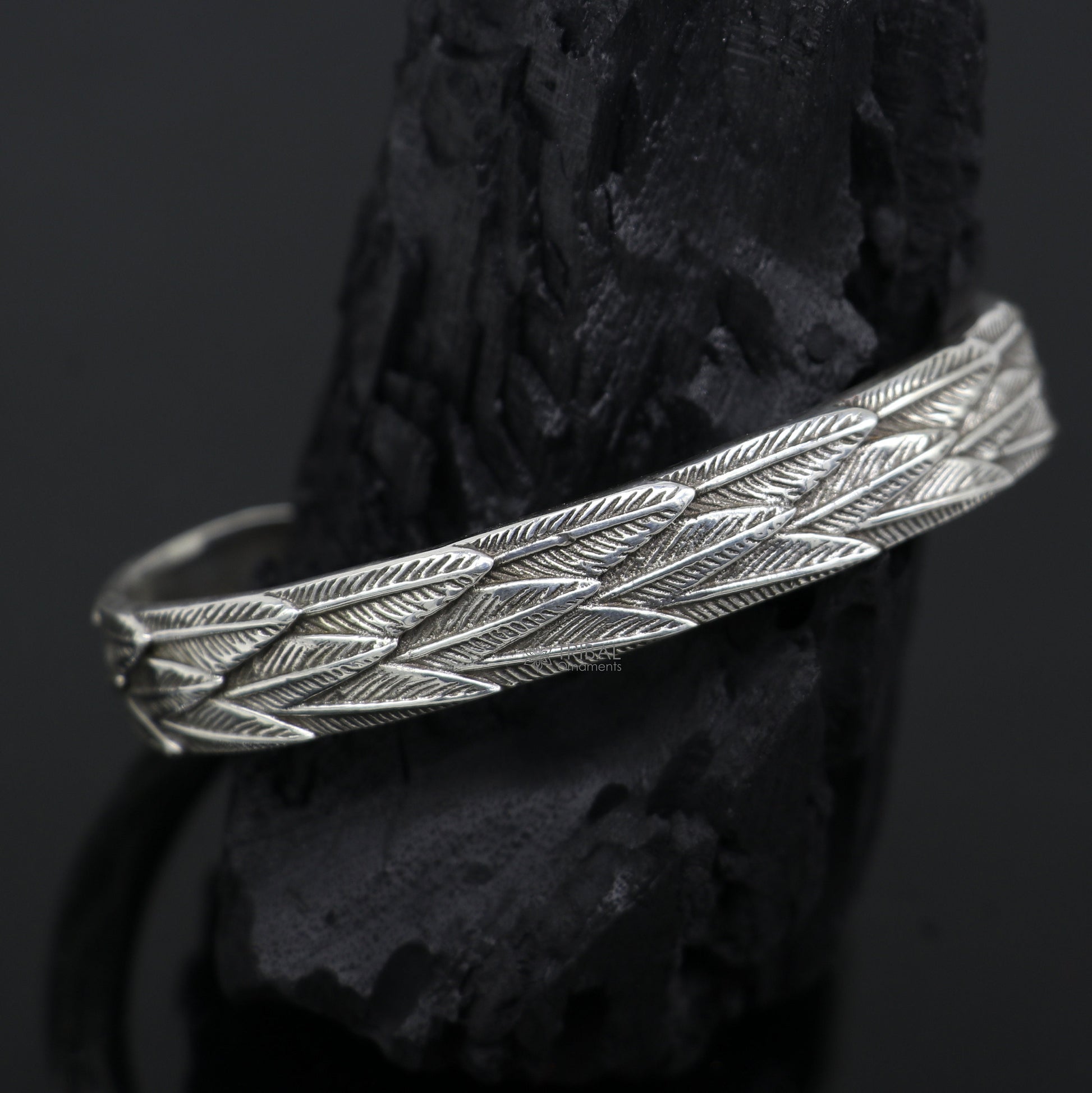 925 sterling silver handmade unique wing feather design adjustable cuff bracelet, cuff kada unsex gifting jewelry solid silver kada cuff149 - TRIBAL ORNAMENTS
