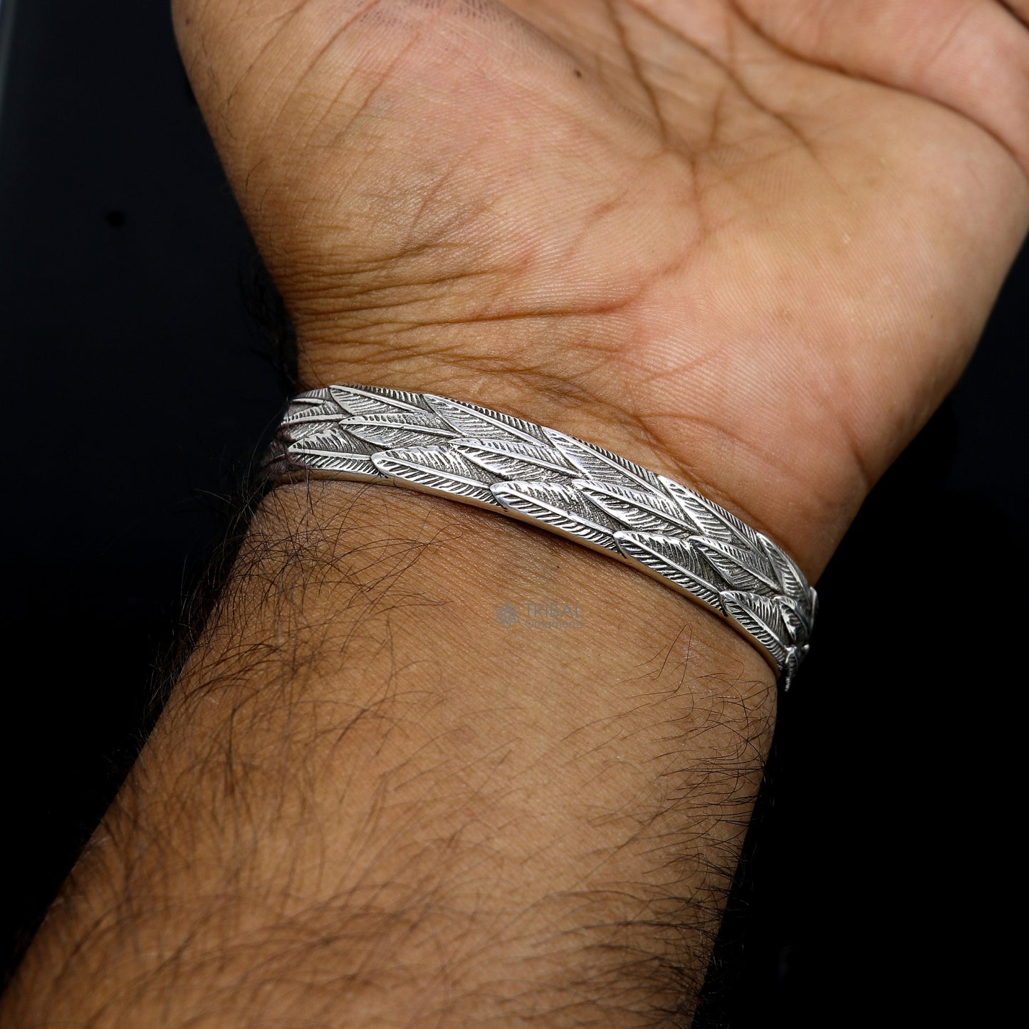 925 sterling silver handmade unique wing feather design adjustable cuff bracelet, cuff kada unsex gifting jewelry solid silver kada cuff149 - TRIBAL ORNAMENTS