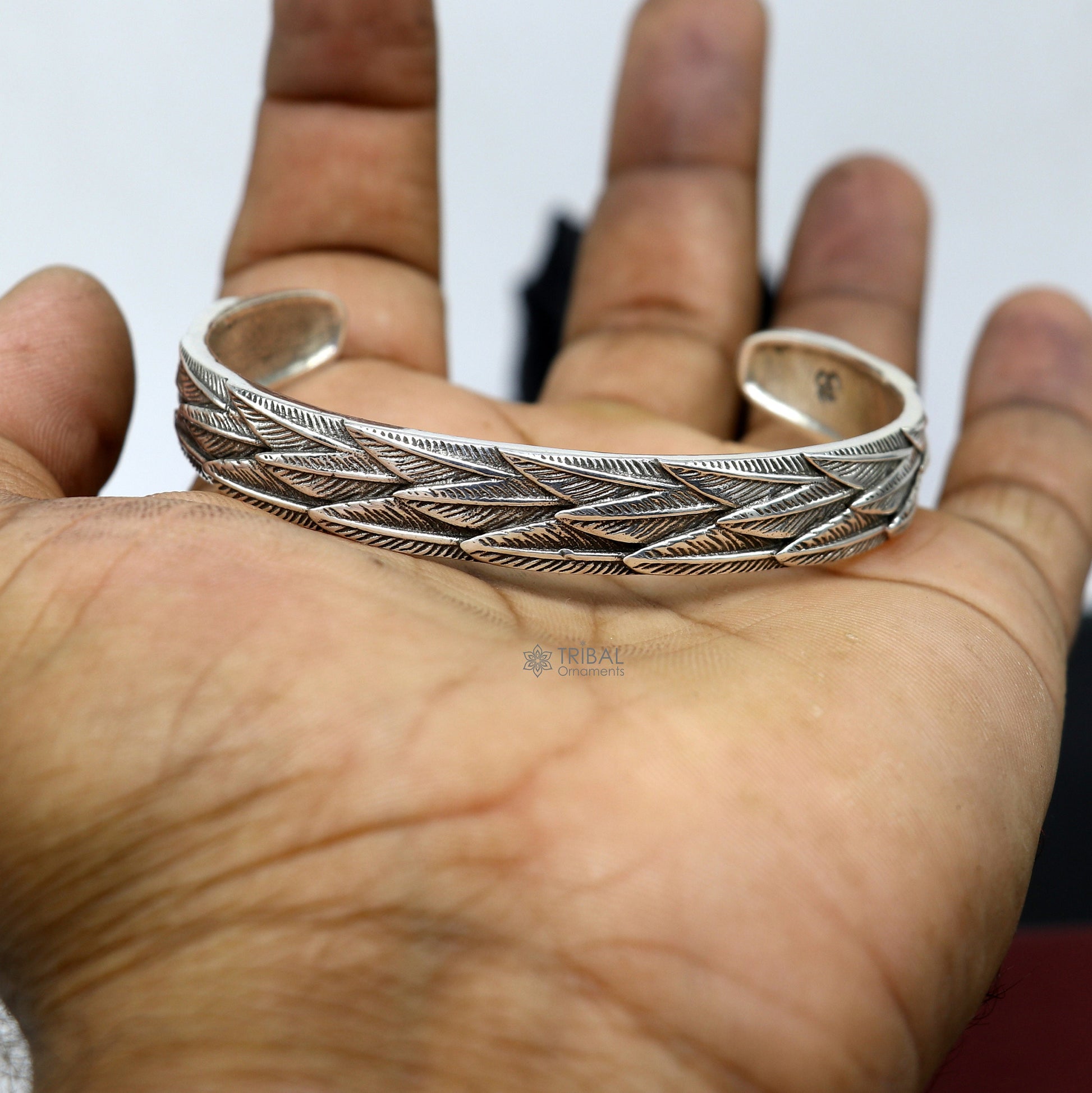 925 sterling silver handmade unique wing feather design adjustable cuff bracelet, cuff kada unsex gifting jewelry solid silver kada cuff149 - TRIBAL ORNAMENTS