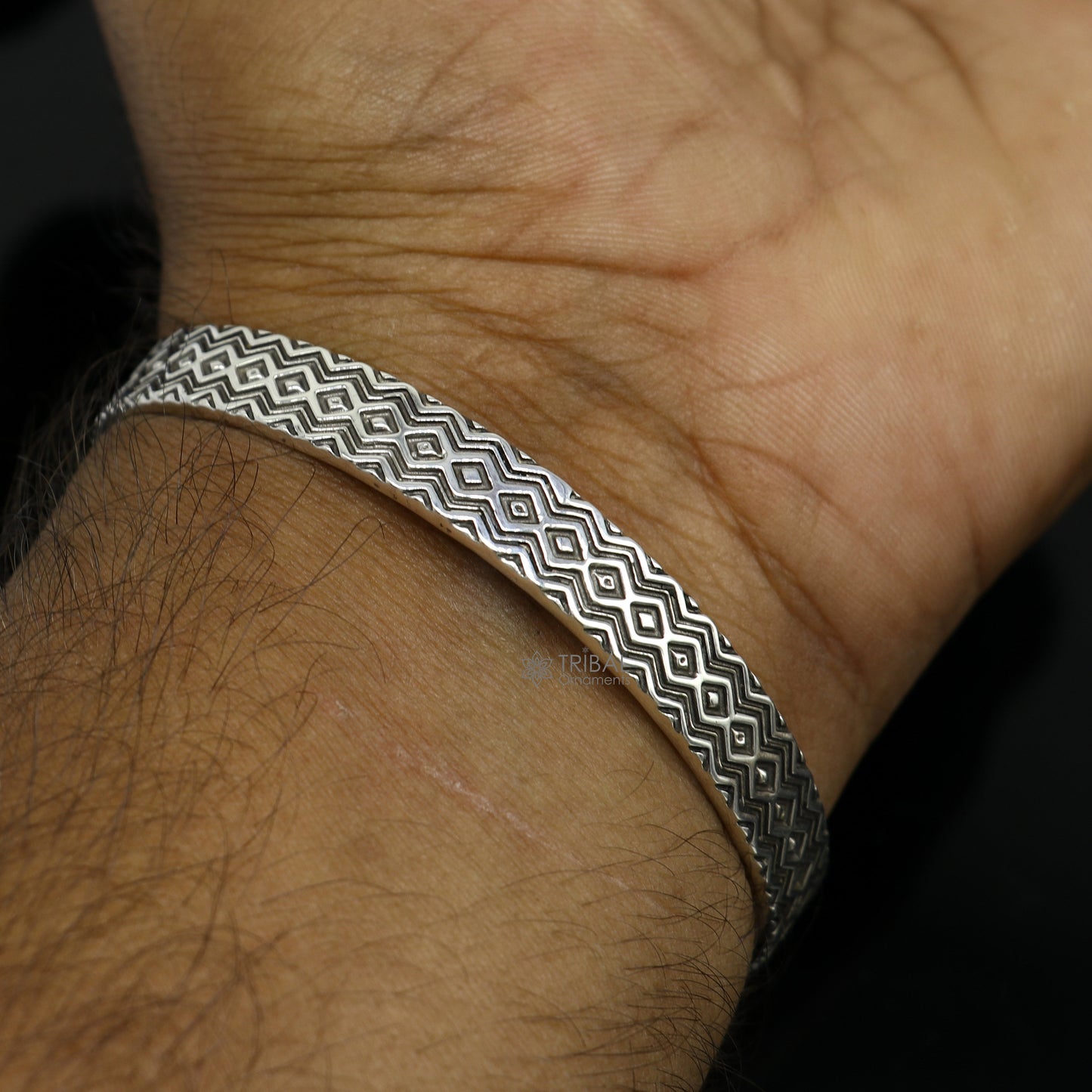 925 sterling silver handmade unique zig zag design adjustable cuff bracelet, cuff kada unsex gifting jewelry solid silver kada cuff150 - TRIBAL ORNAMENTS