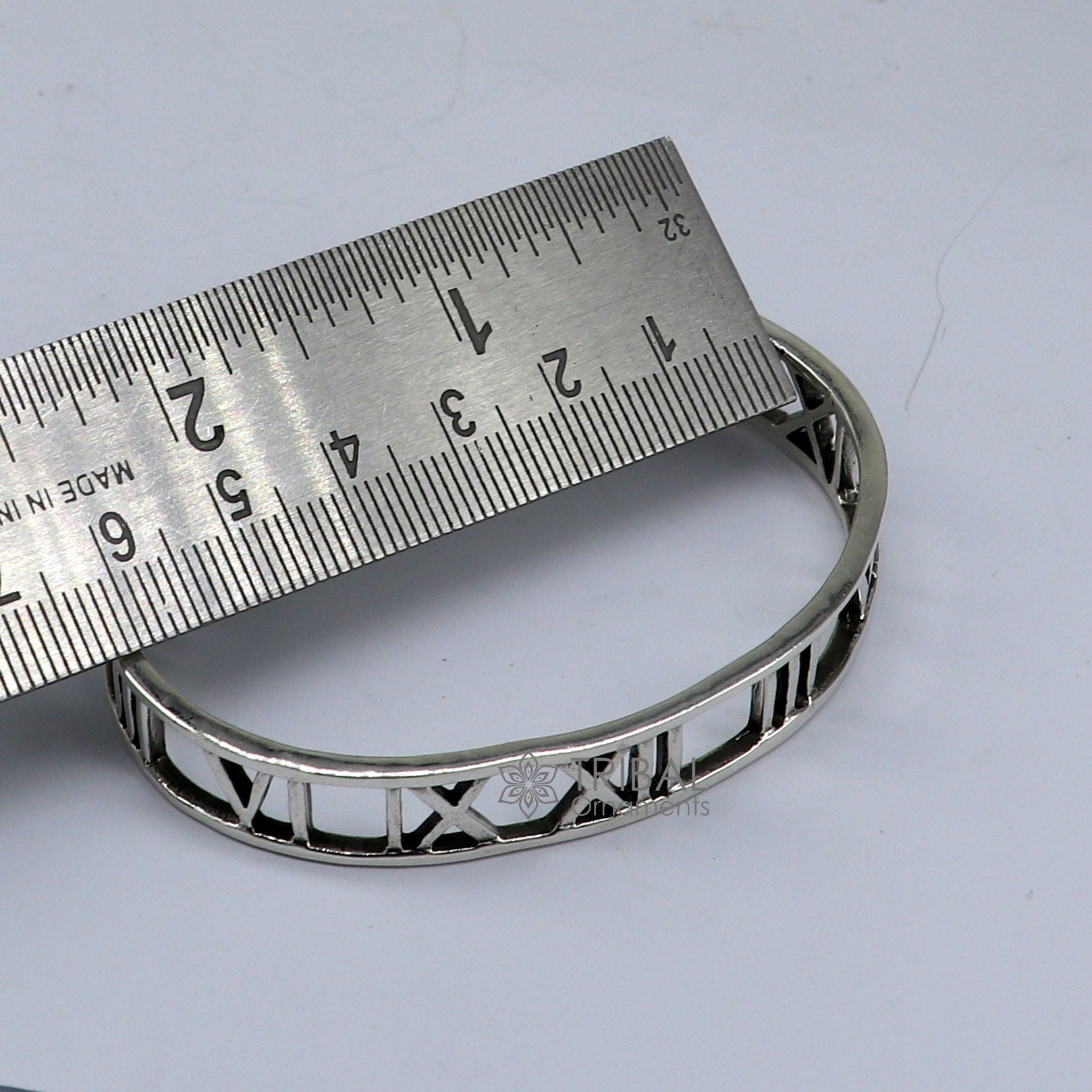 925 sterling silver handmade solid Roman number design fashion kada cuff bracelet, cuff kada unsex gifting jewelry solid silver kada cuff153 - TRIBAL ORNAMENTS