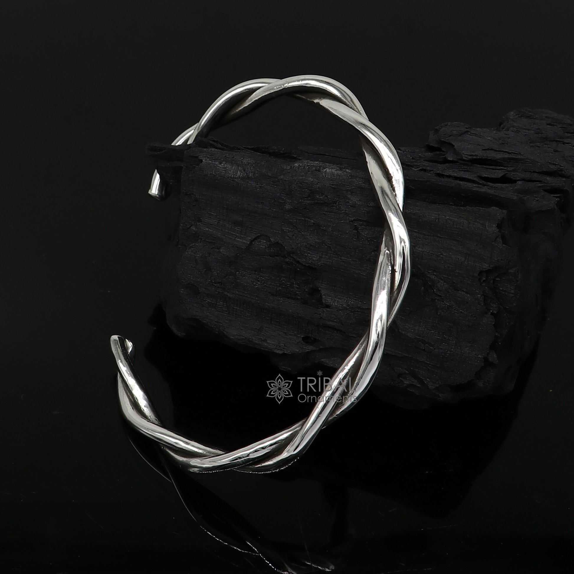 925 sterling silver handmade solid trendy twisted design fashion kada cuff bracelet, cuff kada unsex gifting jewelry solid kada cuff161 - TRIBAL ORNAMENTS
