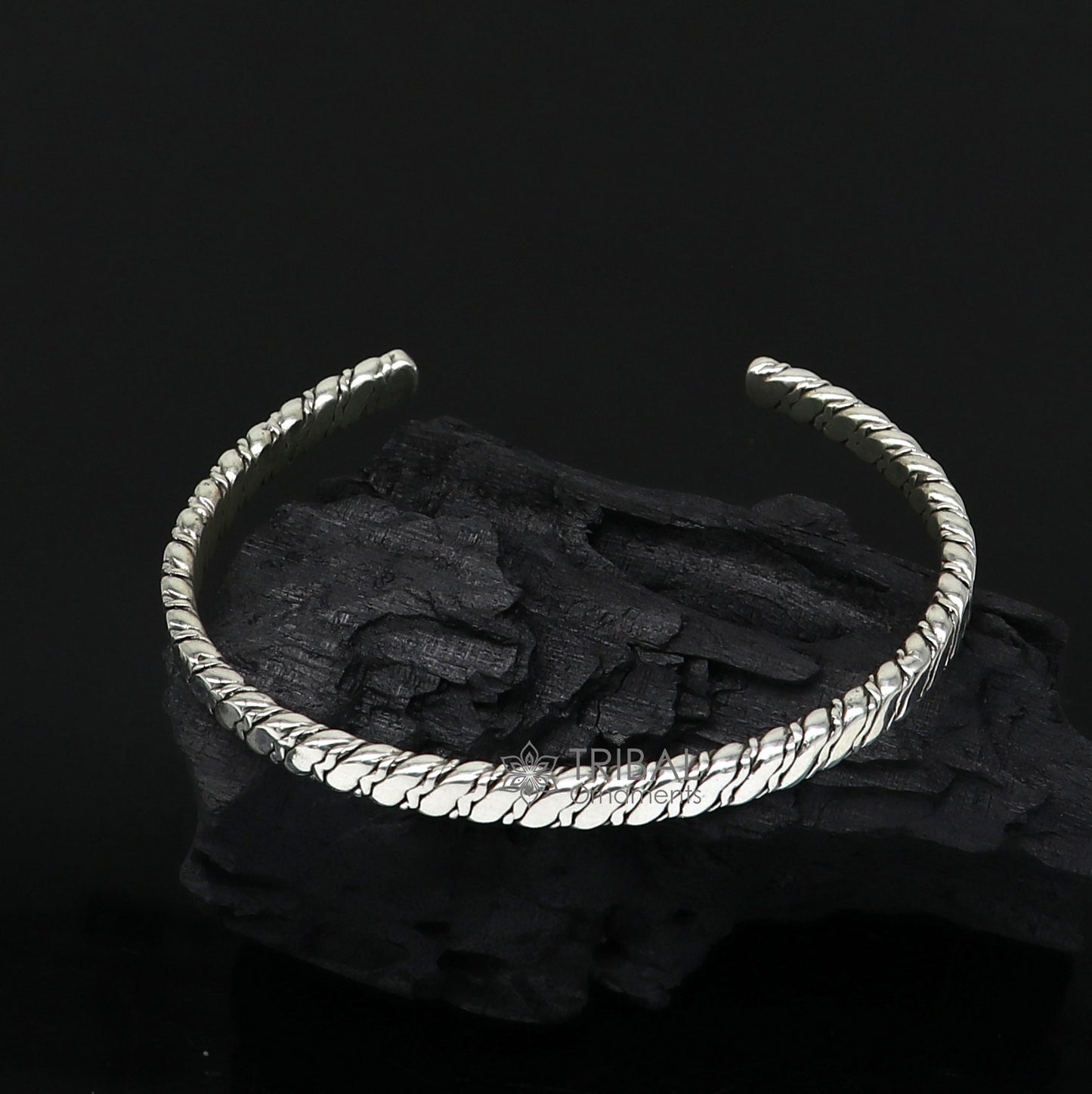 925 sterling silver handmade solid trendy spiral design fashion kada cuff bracelet, cuff kada unsex gifting jewelry solid kada cuff162 - TRIBAL ORNAMENTS