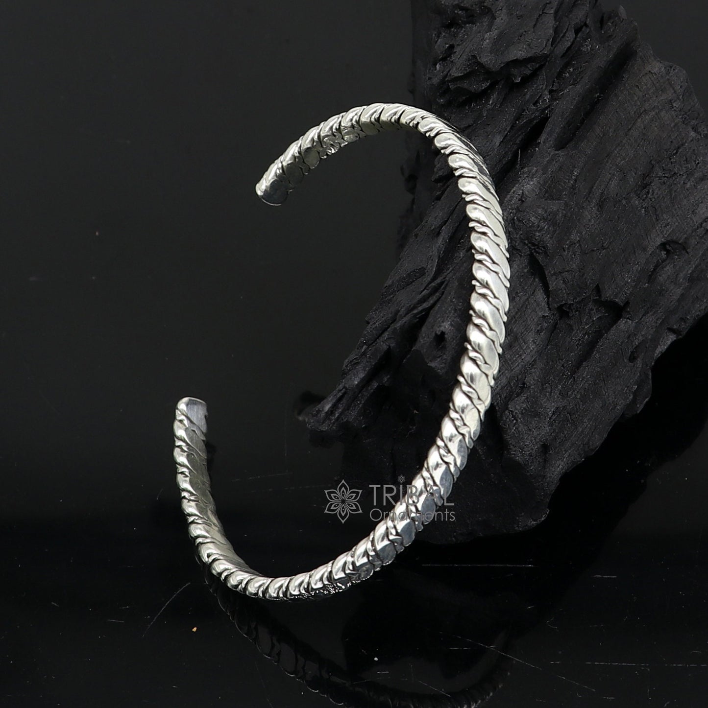925 sterling silver handmade solid trendy spiral design fashion kada cuff bracelet, cuff kada unsex gifting jewelry solid kada cuff162 - TRIBAL ORNAMENTS