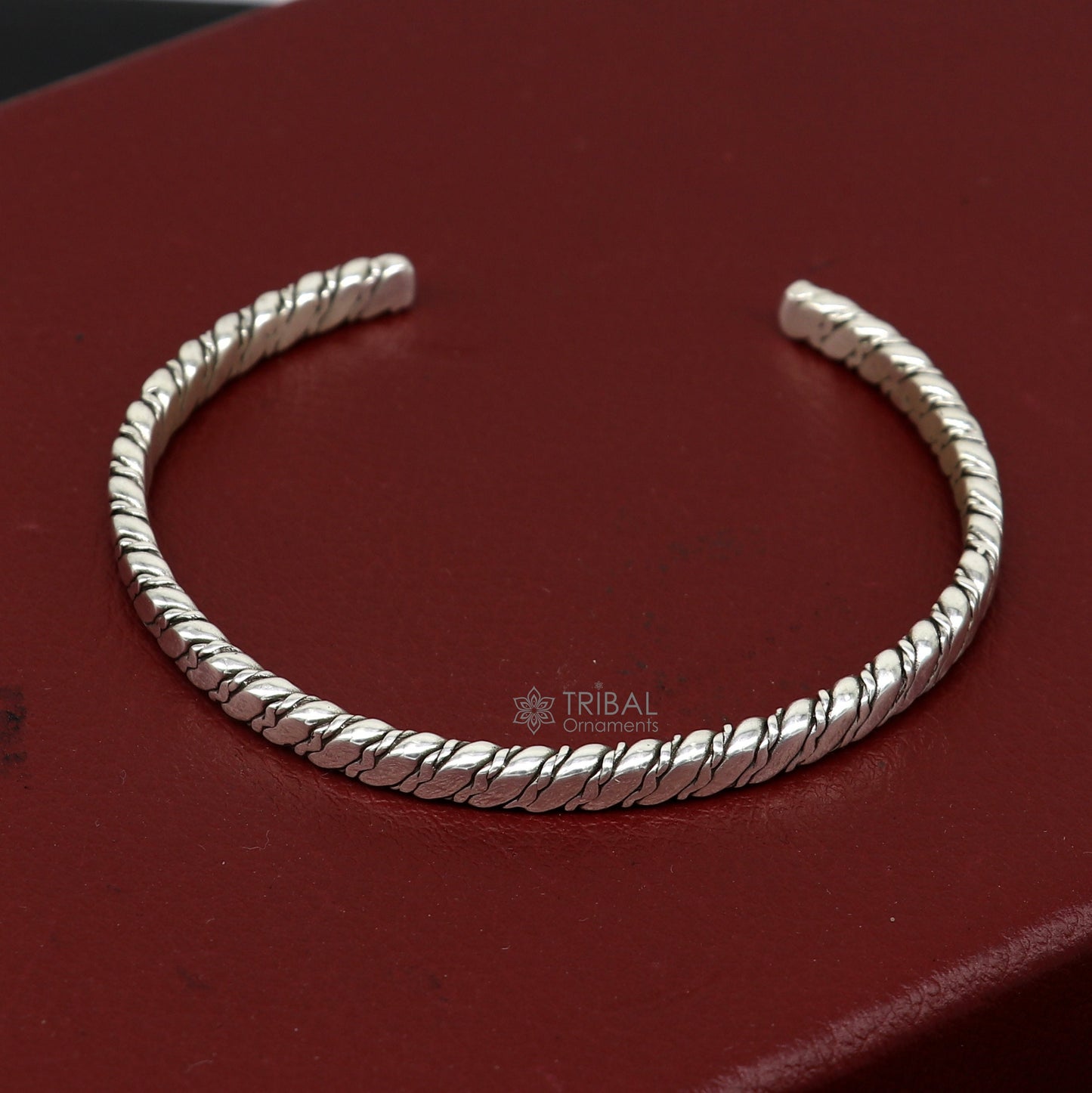 925 sterling silver handmade solid trendy spiral design fashion kada cuff bracelet, cuff kada unsex gifting jewelry solid kada cuff162 - TRIBAL ORNAMENTS